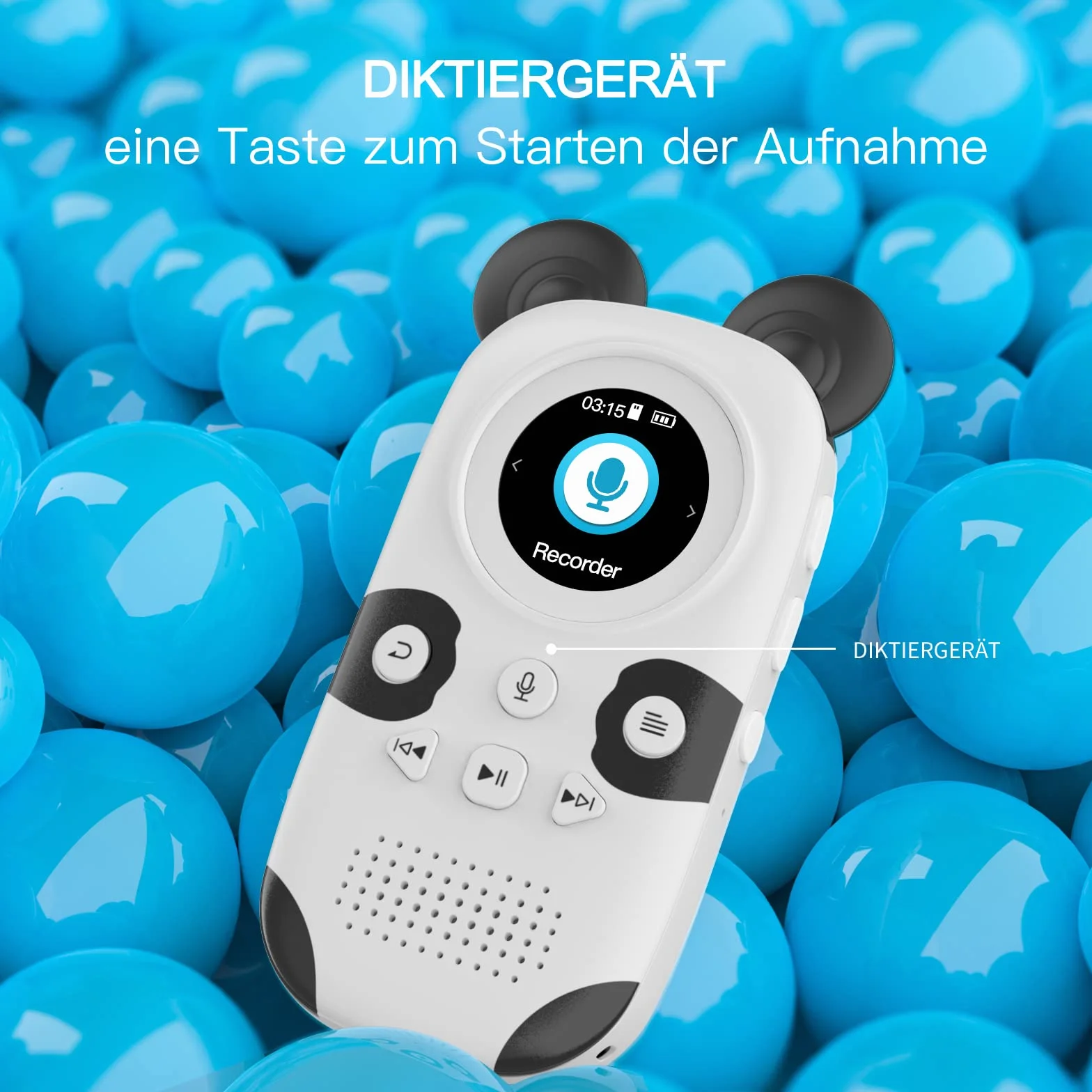 RUIZU Odtwarzacz MP3 z głośnikiem dla dzieci uroczy wyświetlacz Panda TFT 1,5 cala obsługa 64 GB karty TF 128 GB Bluetooth 5.0 MP3 Radio FM Budzik Krokomierz Rejestrator
