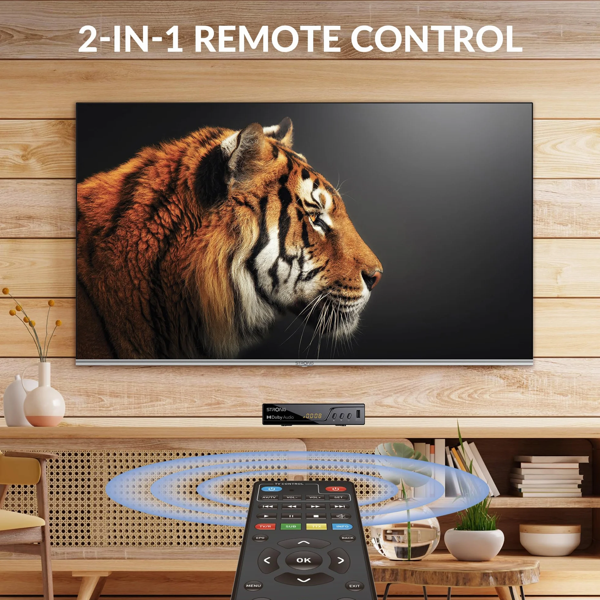 STRONG Dekoder TNT UHD 4K|DVB-T2|Kompatybilny z HEVC265|Odbiornik/Tuner TV Rejestrator USB|DOLBY Digital Plus|HDMI|SCART