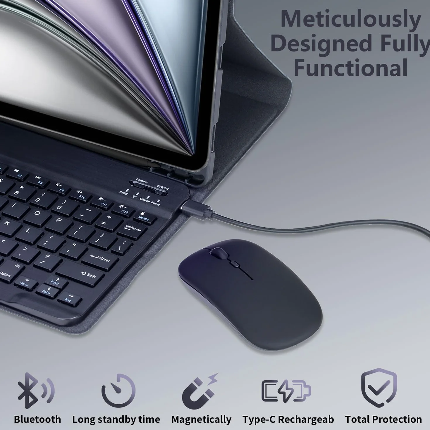 Keyboard Case for iPad Air 11 Cali (7/6 Generacja M3/M2 2025/2024), iPad Air 5/4 Generacja 10,9 Cala, Odłączana Klawiatura Bluetooth, Ultracienkie Etui Z Uchwytem Na Pióro I Myszką,Yellow