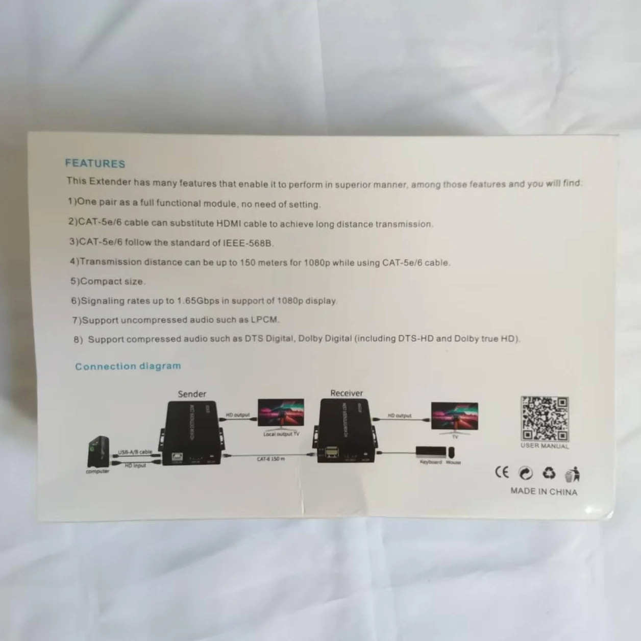 150M HDMI KVM Extender over Cat5e Cat6 1080P HDMI USB KVM 150M Przedłużacz transmisji z pętlą obsługa USB klawiatura rozszerzenie myszy