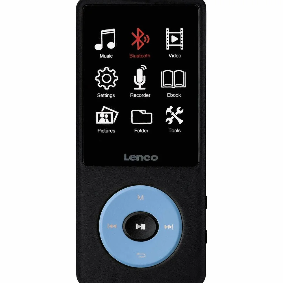 Lenco Xemio-860BU Bluetooth 5.3 odtwarzacz MP3 MP4 8 GB, wyświetlacz TFT LCD 2,4", bateria 18 h, nagrywanie głosowe, micro SD do 256 GB