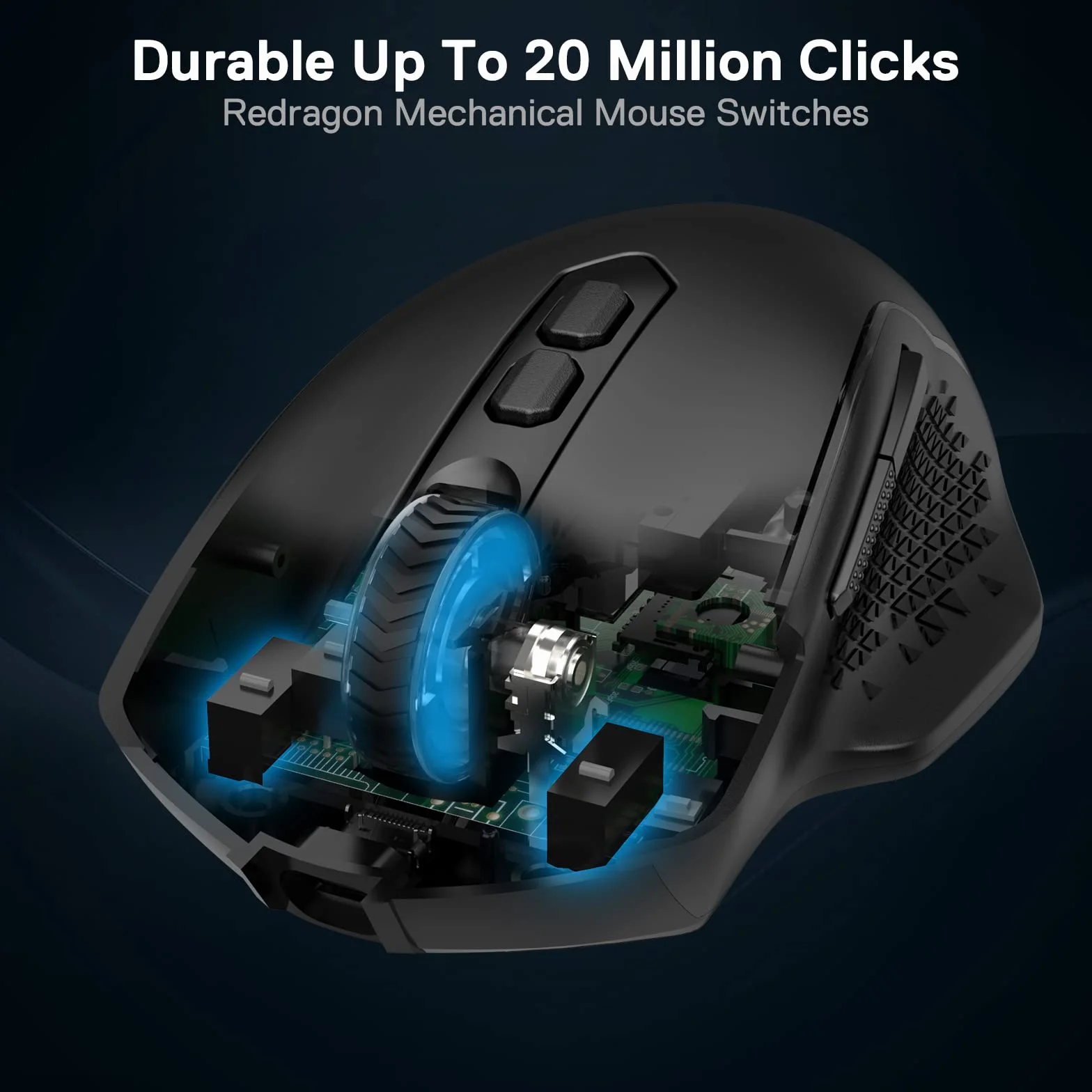 Redragon M810 Pro Bezprzewodowa mysz do gier, 10000 DPI, dla graczy, z przyciskiem szybkiego strzału, 8 klawiszy makro, 45 godzin ciągłej mocy, podświetlenie RGB, do komputerów PC/Mac/laptopów,