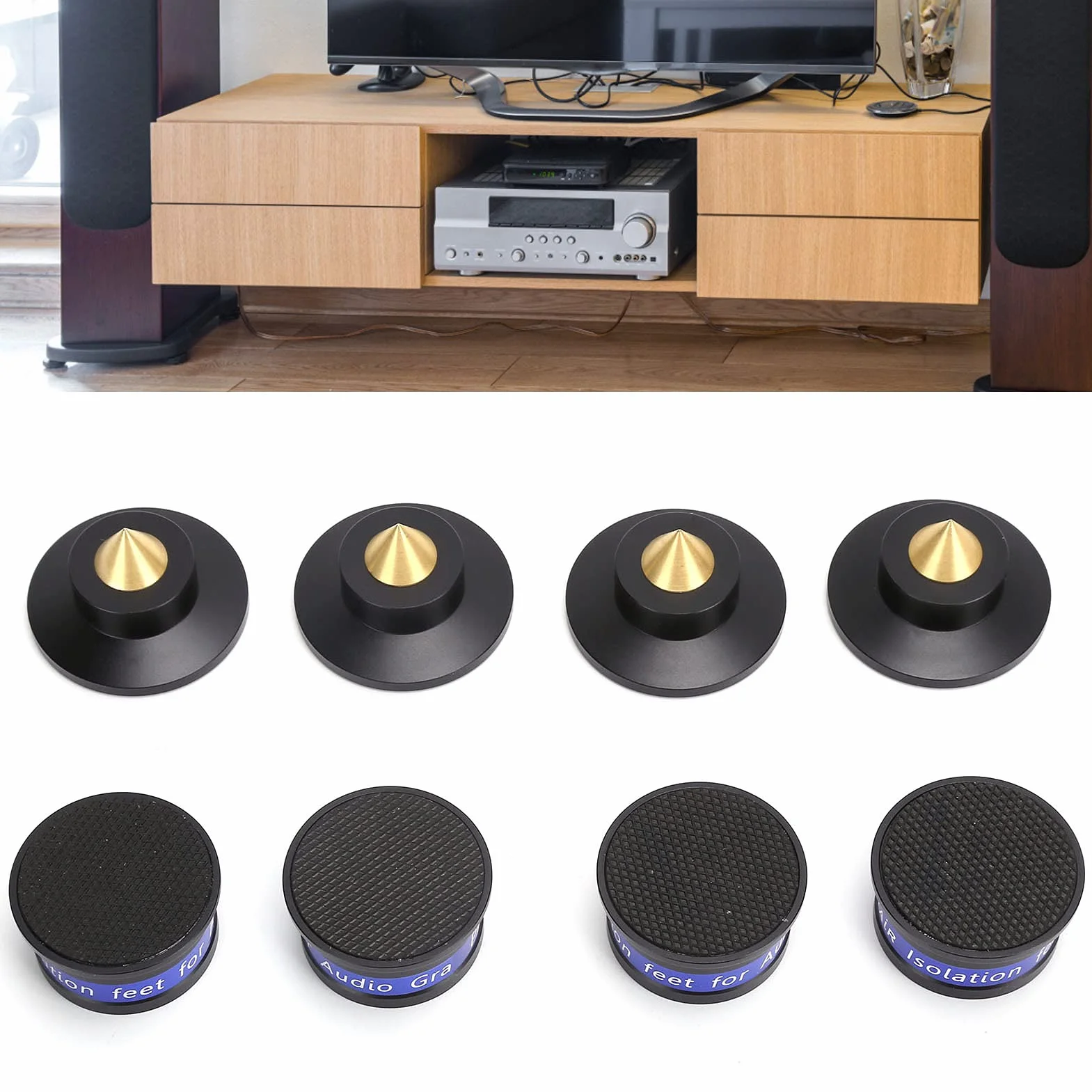 Nóżki Izolacyjne, Kolce Podkładki Izolacyjnej Audio Gramofonu do Wzmacniacza CD/DVD, Kolce do Nóżek Audio, Nóżki Izolacyjne Audio(czarny)