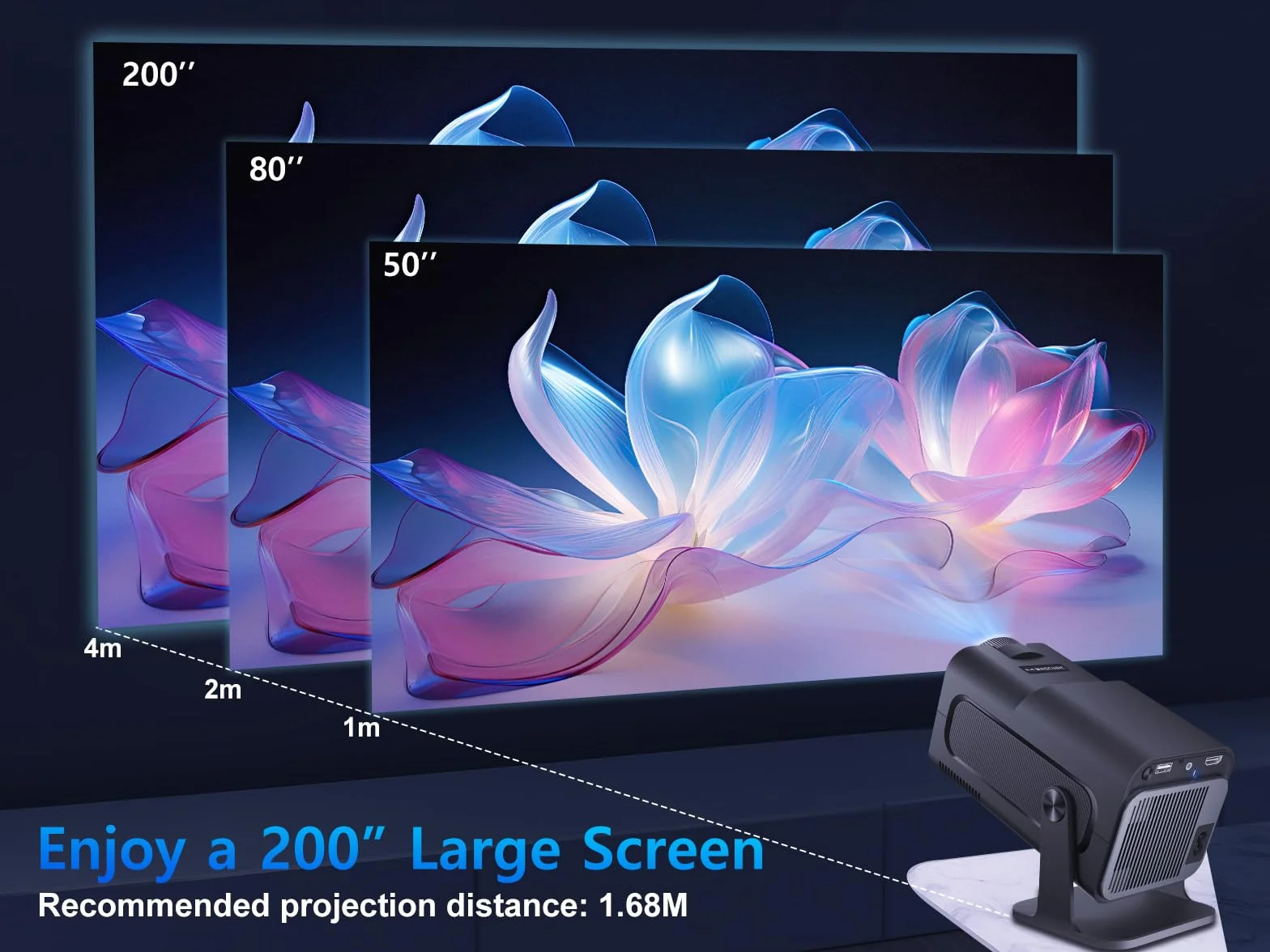 Magcubic HY320 Mini projektor przenośny 4K FHD 1080P 10000 lumenów WiFi 6 BT 5.0 Android 11.0 czarny