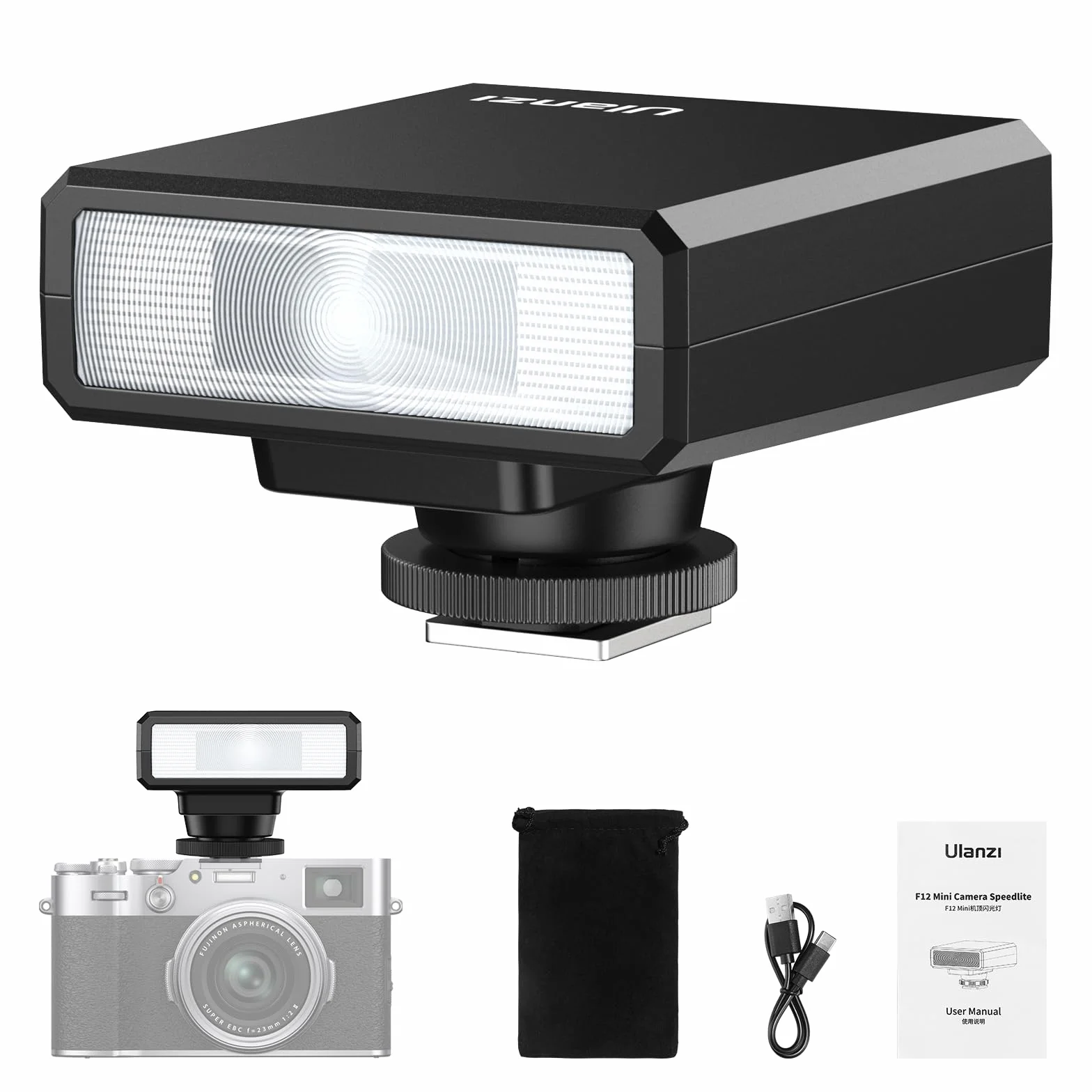 Ulanzi Lampa błyskowa F12 Speedlite GN12 CCT 5600K do aparatów cyfrowych Canon Fuji Sony Nikon