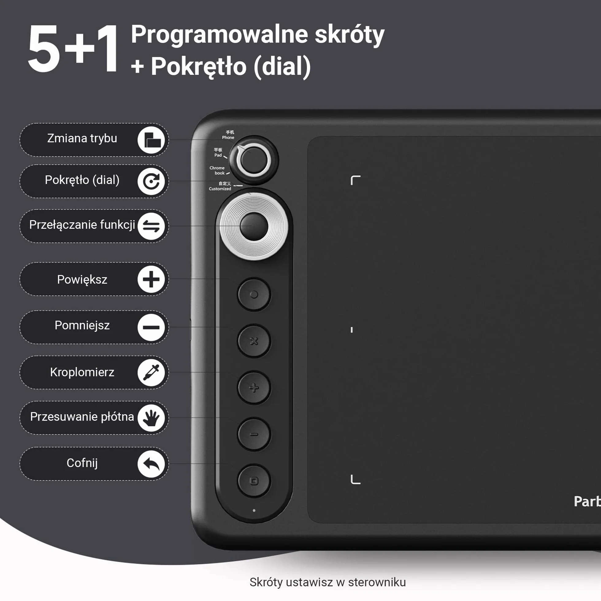 Parblo Intangbo X7 Czarny Tablet Graficzny 7,2 x 4,5 Cale 8192 Poziomy Nacisku USB-C