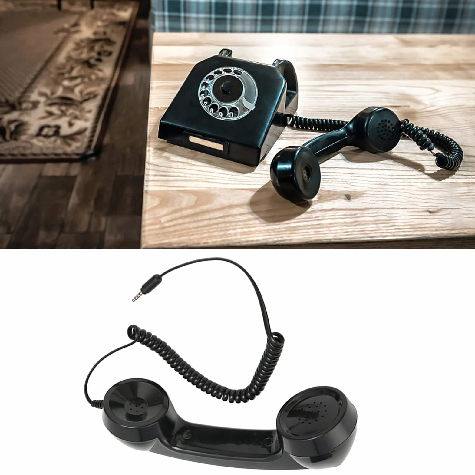 Zapasowa Słuchawka Telefoniczna, Retro Telefony Komórkowe, Odbiornik Telefonu Komórkowego z Przewodem Spiralnym o Długości 9 Stóp, odpowiedź Jednym Przyciskiem/regulacja (Czarny)