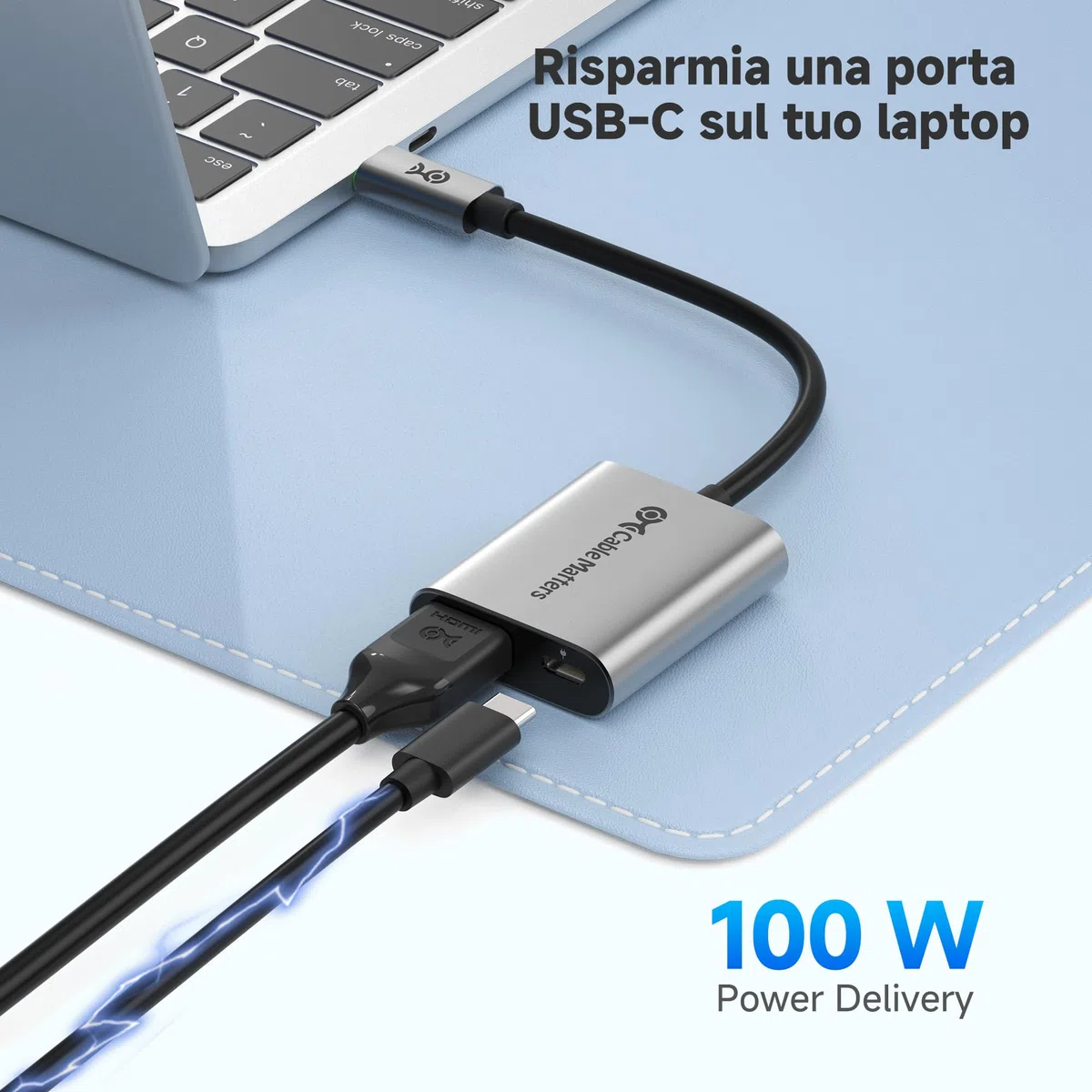 Cable Matters Adapter 48 Gb/s USB C na HDMI 2.1 obsługuje 4K 120Hz i 8K 60Hz (wymagany DSC) HDR, 100 W PD - Kompatybilny z Thunderbolt 3/4 Port - Maksymalna rozdzielczość na każdym MacBooku to 4K przy
