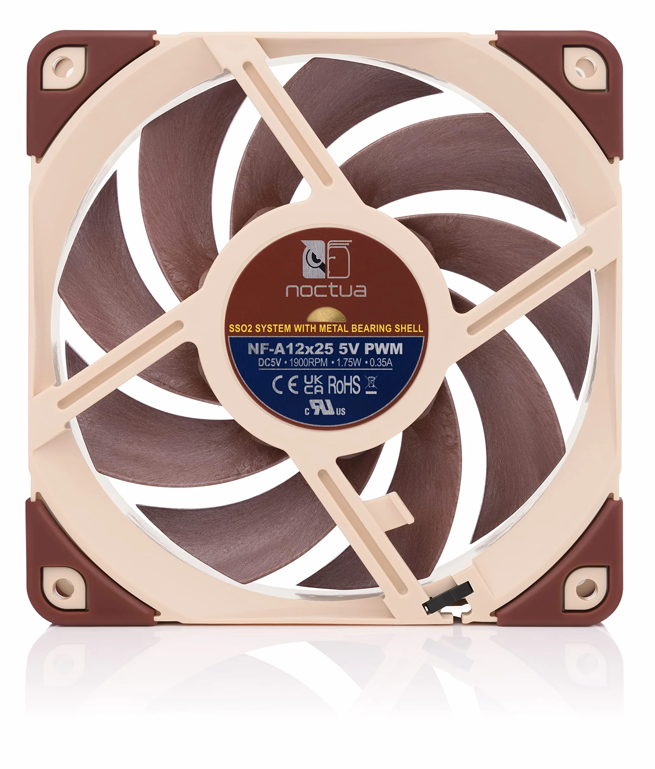 Noctua NF-A12x25 5V PWM 4-Pinowy Cichy Wentylator 120 mm Brązowy