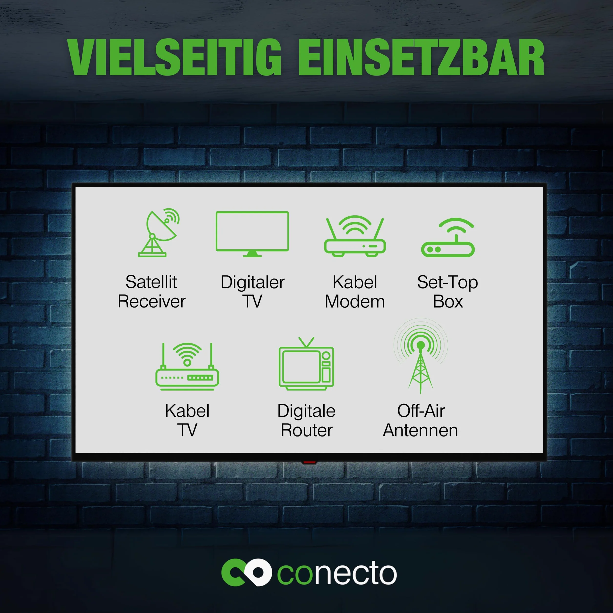 conecto Kabel antenowy SAT, kabel koncentryczny, kabel satelitarny TV 10 m, 4-krotnie ekranowany, wtyczka F, do HDTV, odbiornika, satelity, DAB, radia, biały