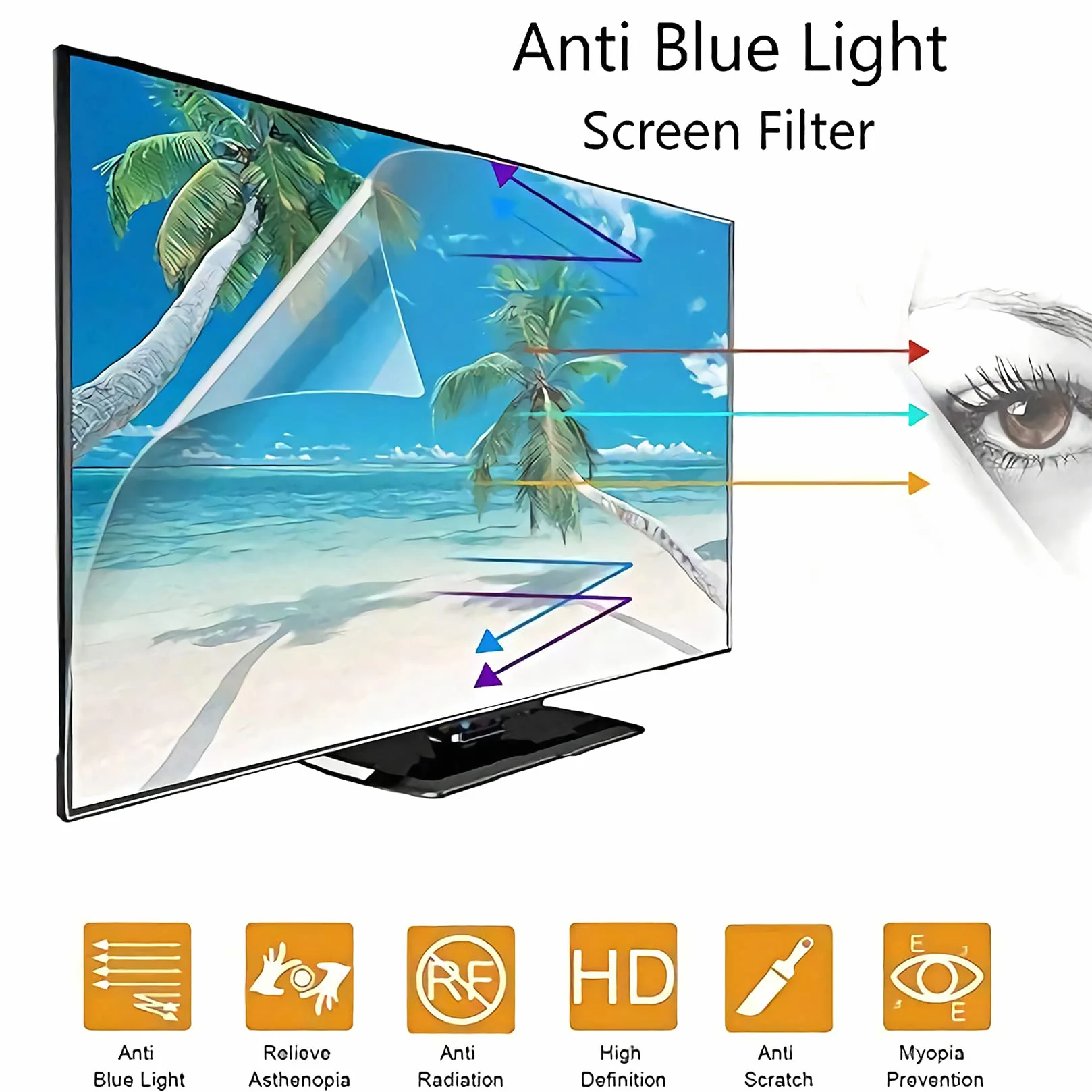 WLWLEO 32-calowa folia ochronna na ekran TV antyrefleksyjna blokująca niebieskie światło i promieniowanie UV, zmniejszenie zmęczenia oczu, folia chroniąca oczy do monitora 32-103 cm
