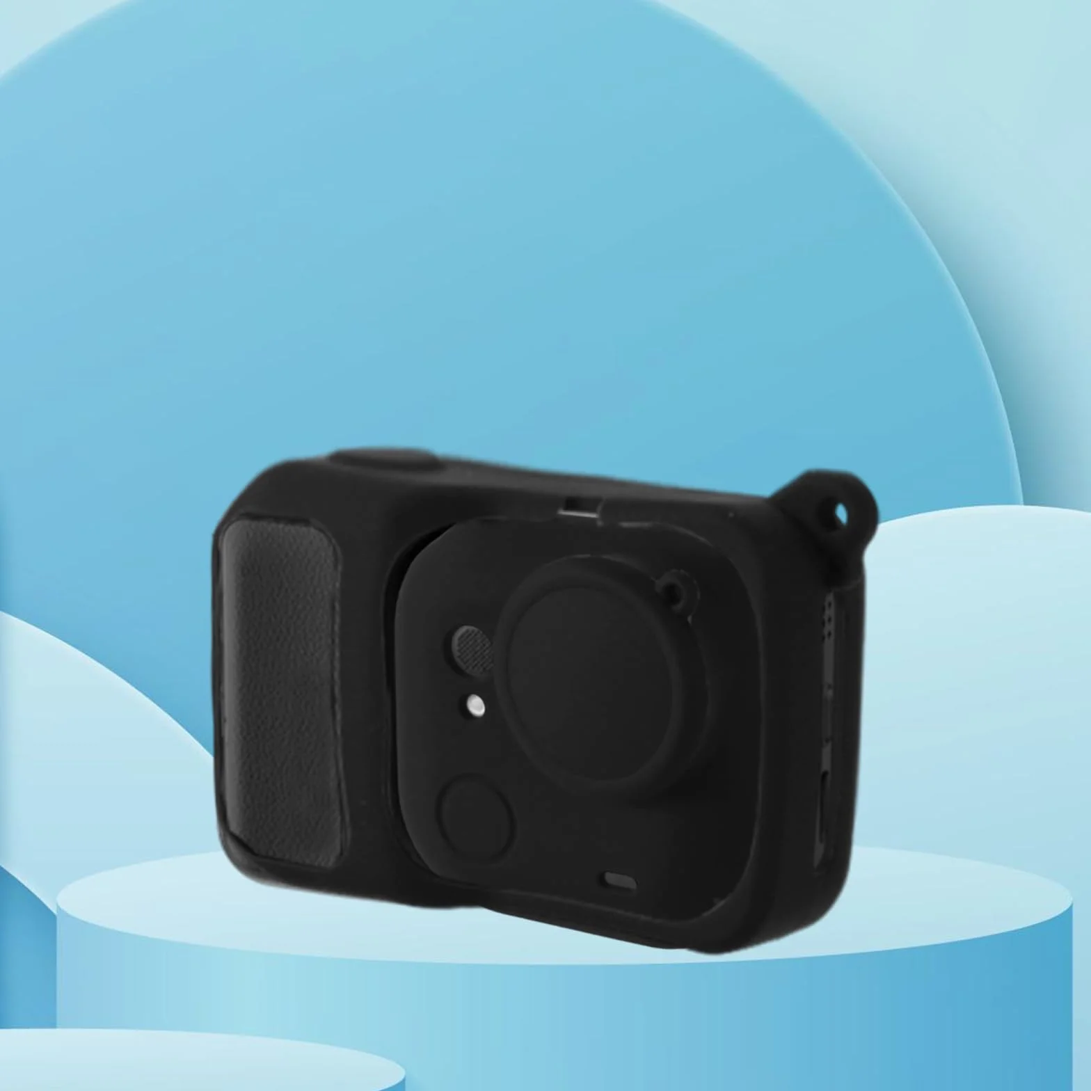 Zestaw Silikonowych Etui Kompatybilnych z Insta360 Go Ultra, Zawiera Etui Ochronne Aparat Obiektyw Oraz Pasek Nadgarstek Zapobiegający Zgubieniu Pasek Obiektyw Zapobiegający Zgubieniu(Czarne)