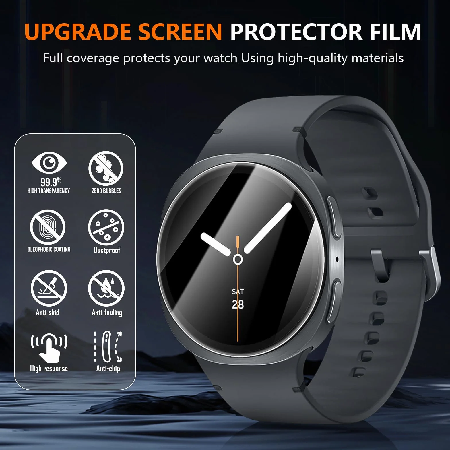 Diruite 2 Sztuki Ochraniacz Ekranu do Samsung Galaxy Watch 8 40mm,HD Szkło Hartowane Folia Ochronna,Przejrzystość（HD）,40mm