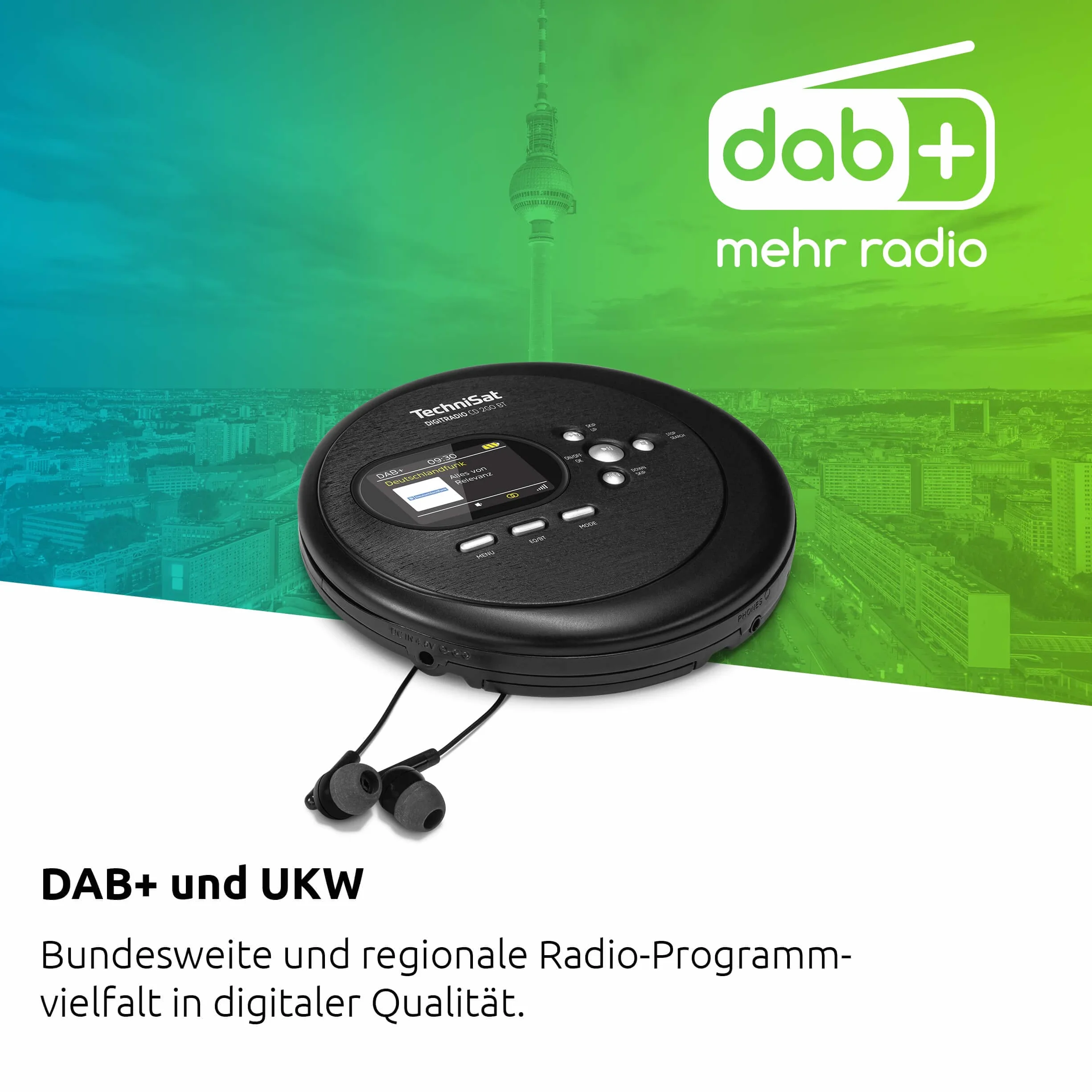 Technisat Digitradio Cd 2Go Bt 0000/3970 Odtwarzacz Cd, Czarny, 14 x 2.5 x 14 cm