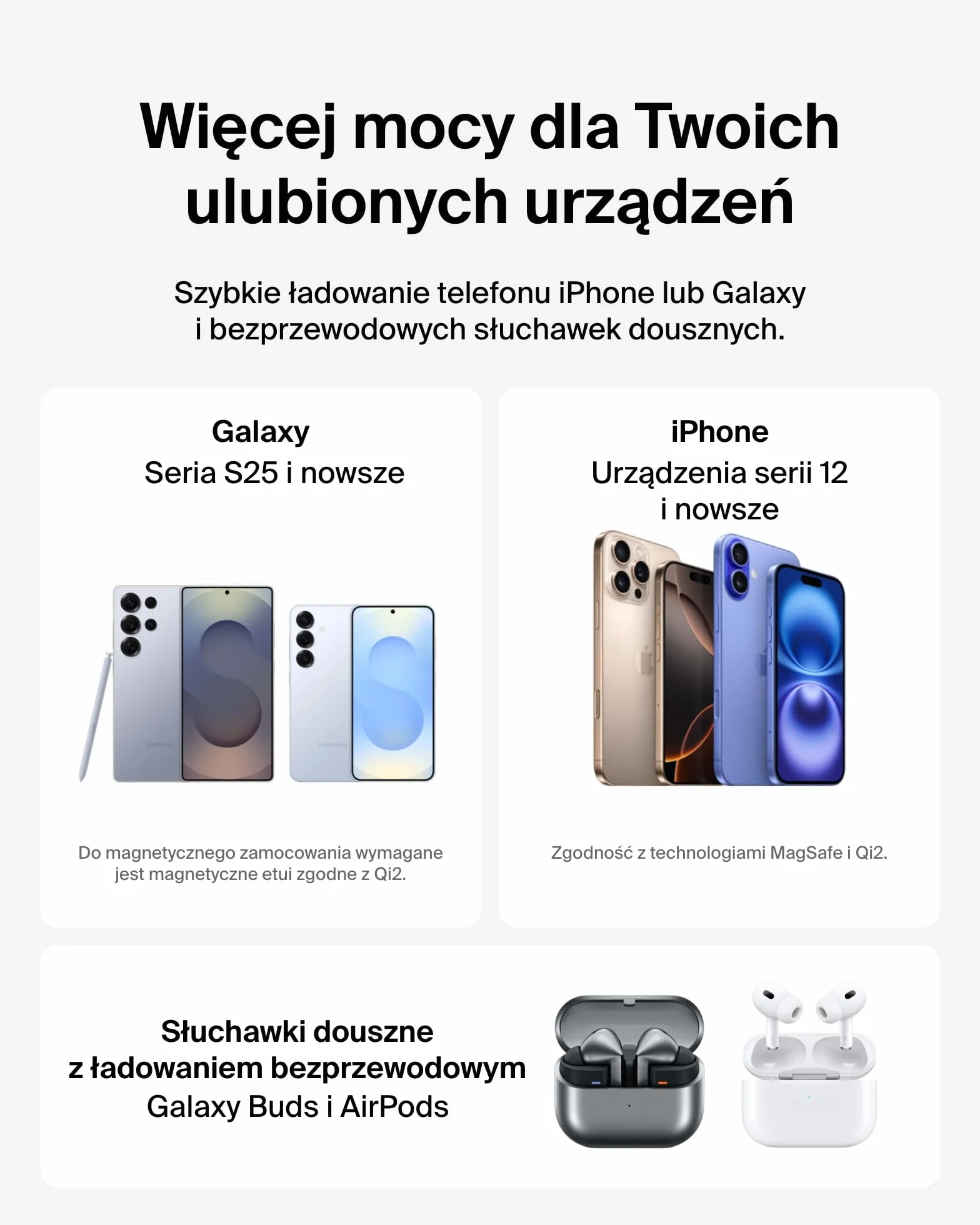 Belkin 2 w 1 Przenośna ładowarka Bezprzewodowa, Rozkładana Bezprzewodowa Stacja ładująca o mocy 15 W, zgodna z MagSafe ładowarka Qi2 do urządzeń iPhone 16 i AirPods, w zestawie ładowarka 30 W – Czarna