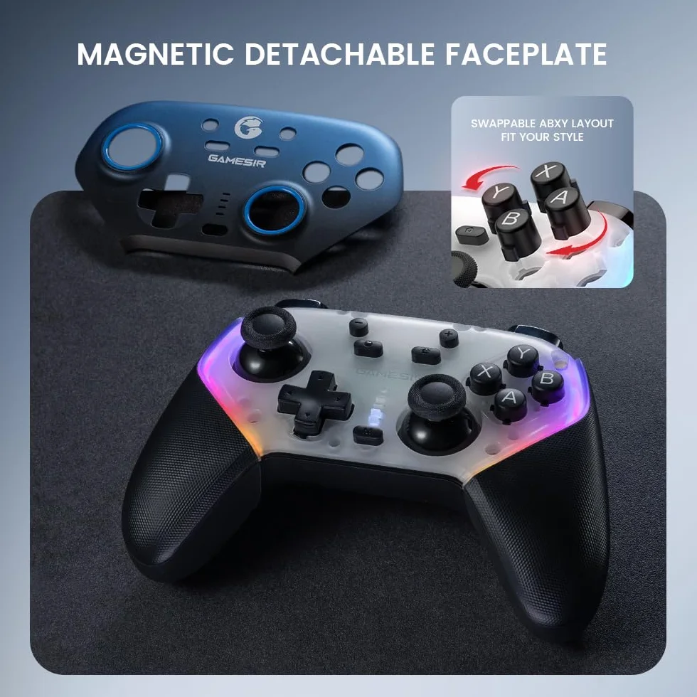 GameSir Super Nova Kontroler bezprzewodowy ze stacją ładującą - Joysticki z efektem Halla - 2 Gyro Switch/Switch, PC, mobilny - Nightfall Blue