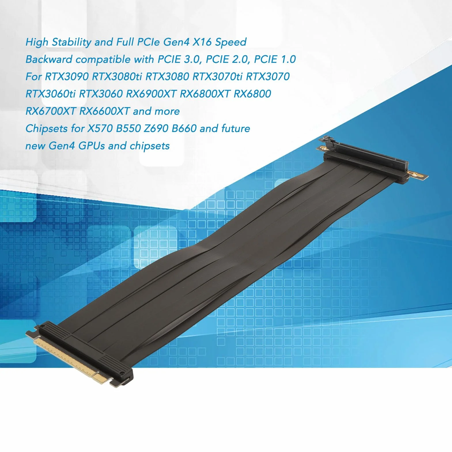 Kabel Riser PCI-E 4.0 400mm Czarny Kompatybilny z RTX3090 RTX3080ti RTX3070ti