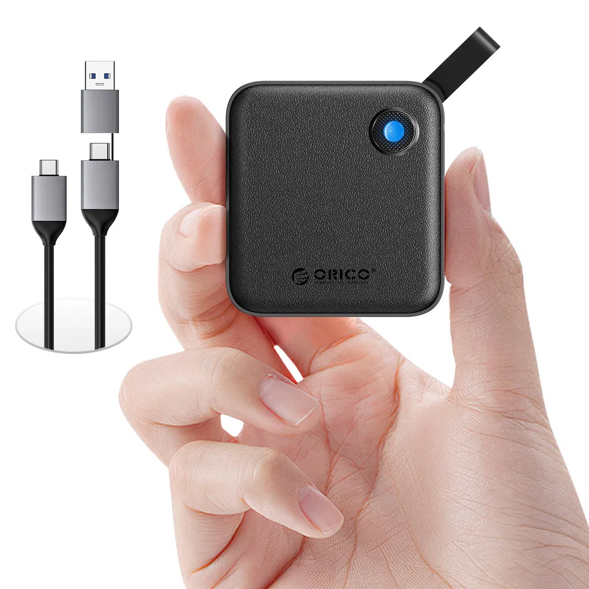 ORICO Extreme Portable SSD 256 GB z kablem USB C 2 w 1, zewnętrzne dyski Solid State Drives do 460 MB/s, wskaźnik stanu, niezawodna pamięć do smartfonów z USB-C smartfonów, tabletów, PC – B5PLUS