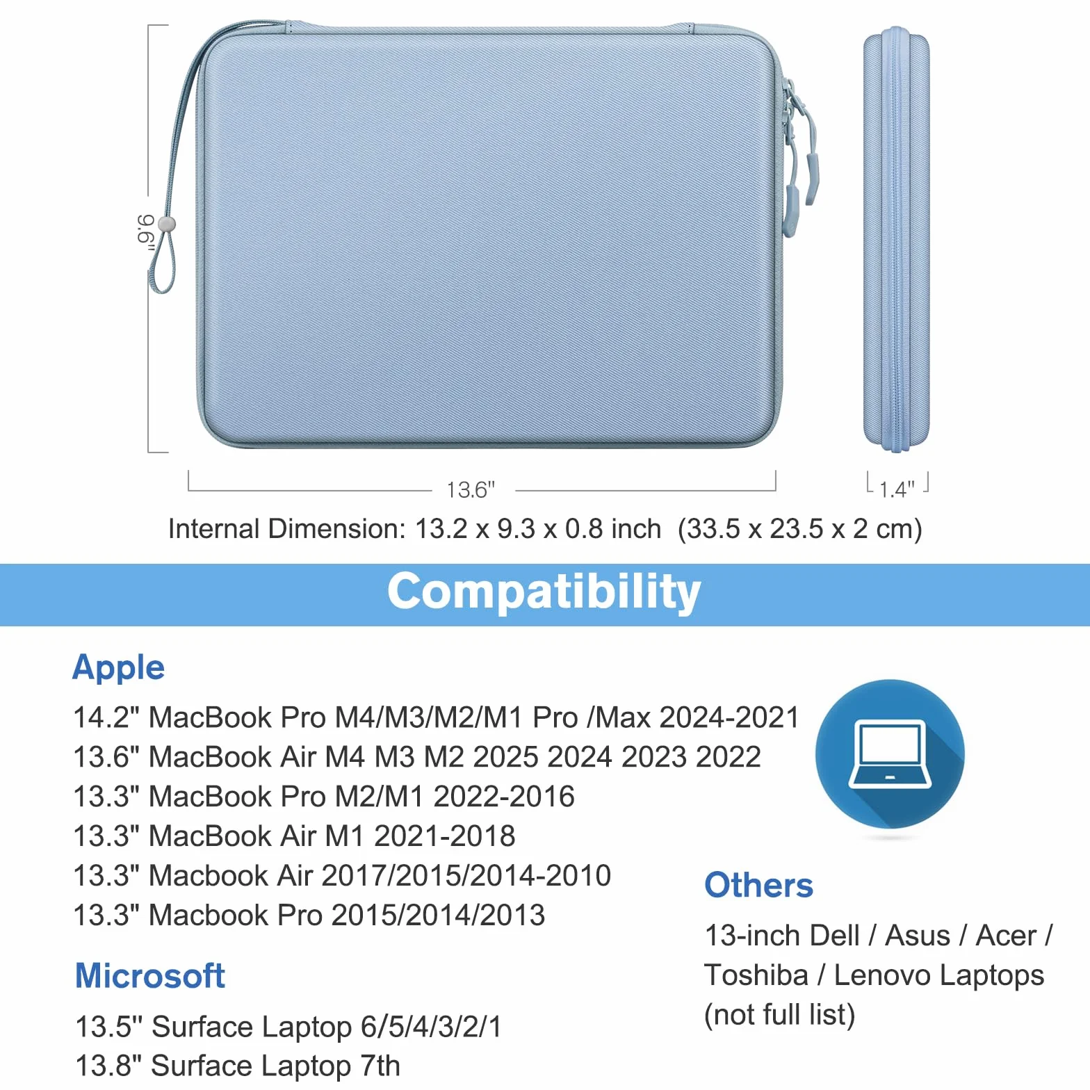FINPAC pokrowiec ochronny na laptopa 13" MacBook Air 2024-2018 M3/A3113 M2/A2681 M1/A2337, 14" MacBook Pro M4/M3/M2/M1 A3112 A3401 A3185 A2992 A2911, wstrząsoodporny