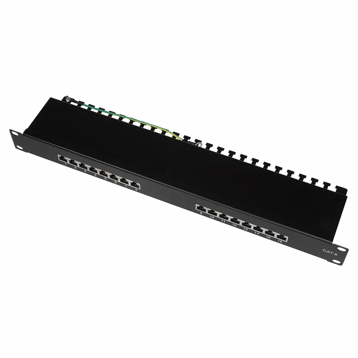 LogiLink Professional EconLine Cat.6 (250 MHz) panel krosowy - panel rozdzielczy, 19", STP (ekranowany) 16-portowy (RJ45), NP0057, czarny