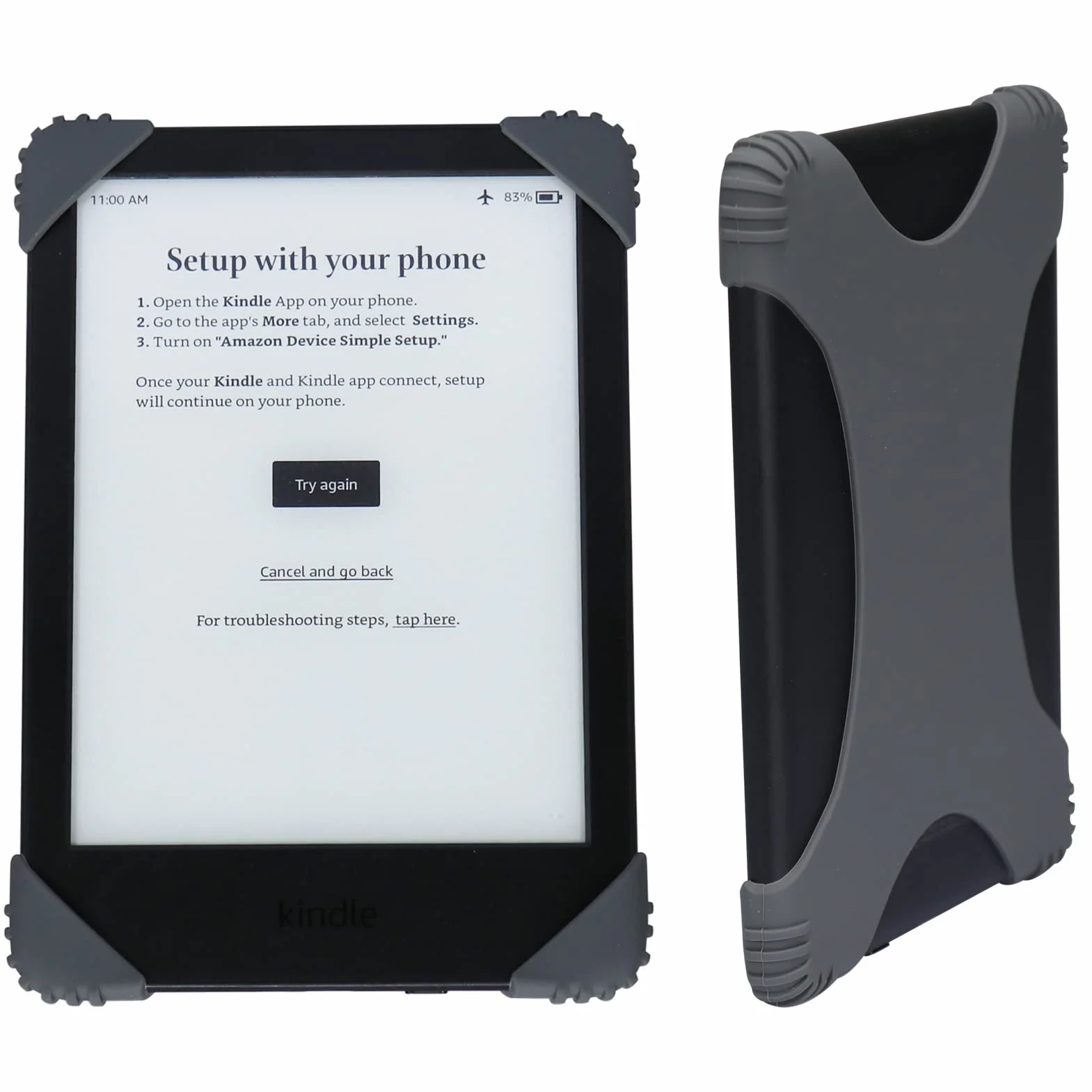 ZhaoCo Uniwersalne Etui Antypoślizgowy Silikonowy Pasek na Rękę Uchwyt na Palec do 6" / 6,8'' / 7" Kindle/Kobo/Sony Czytnik Ebooków - Szary