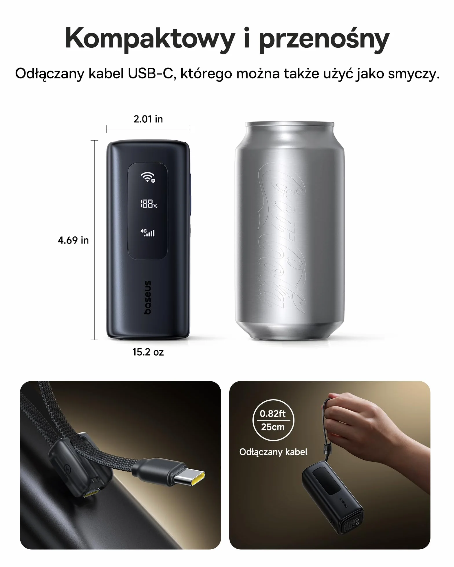 Baseus Mobilny router WLAN, przenośny hotspot, akumulator 20000 mAh 67 W
