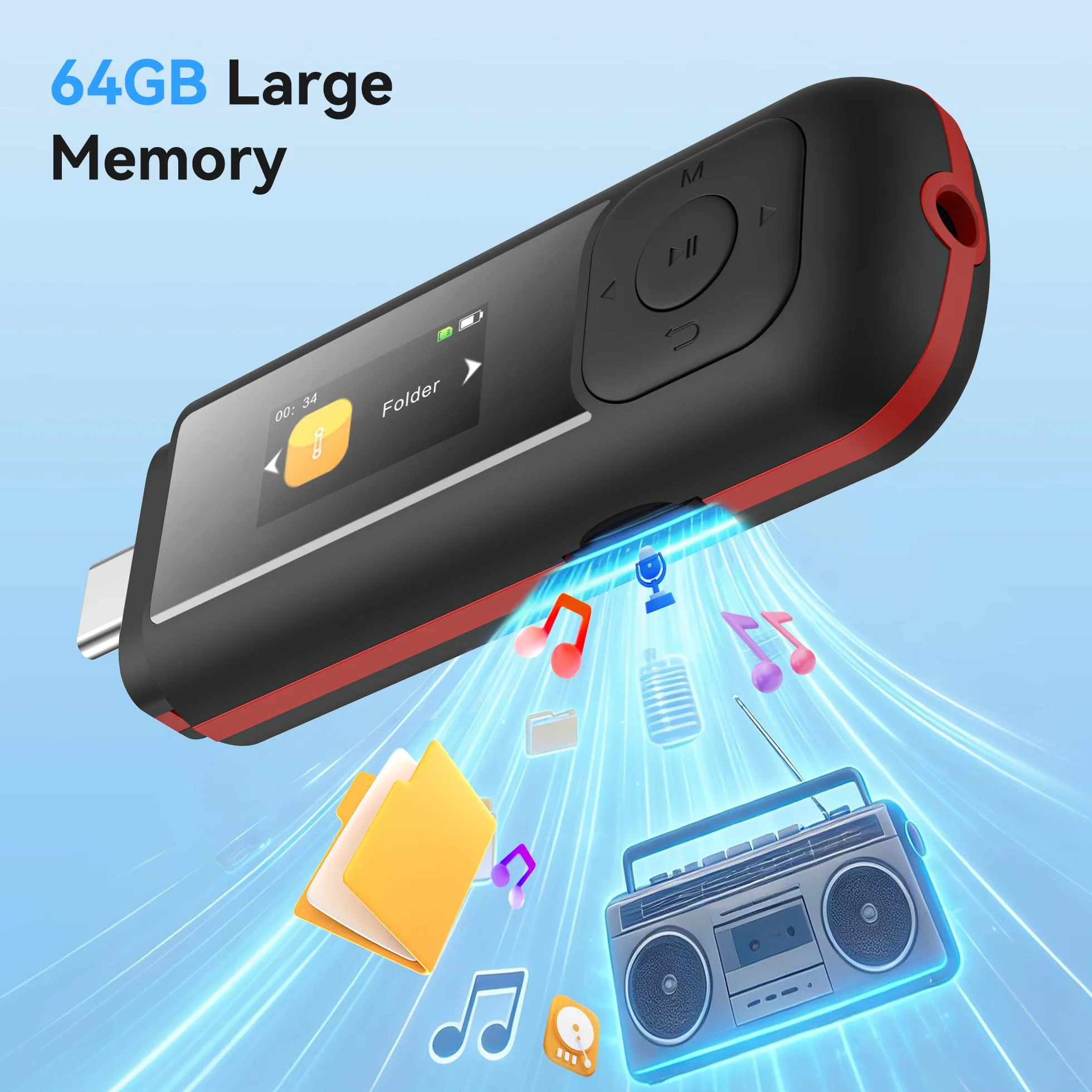 AGPTEK Odtwarzacz MP3 64 GB