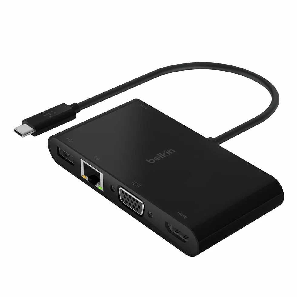 USB-C Multimedia Adapter GBE HDMI VGA USB-A 100W PD Czarny