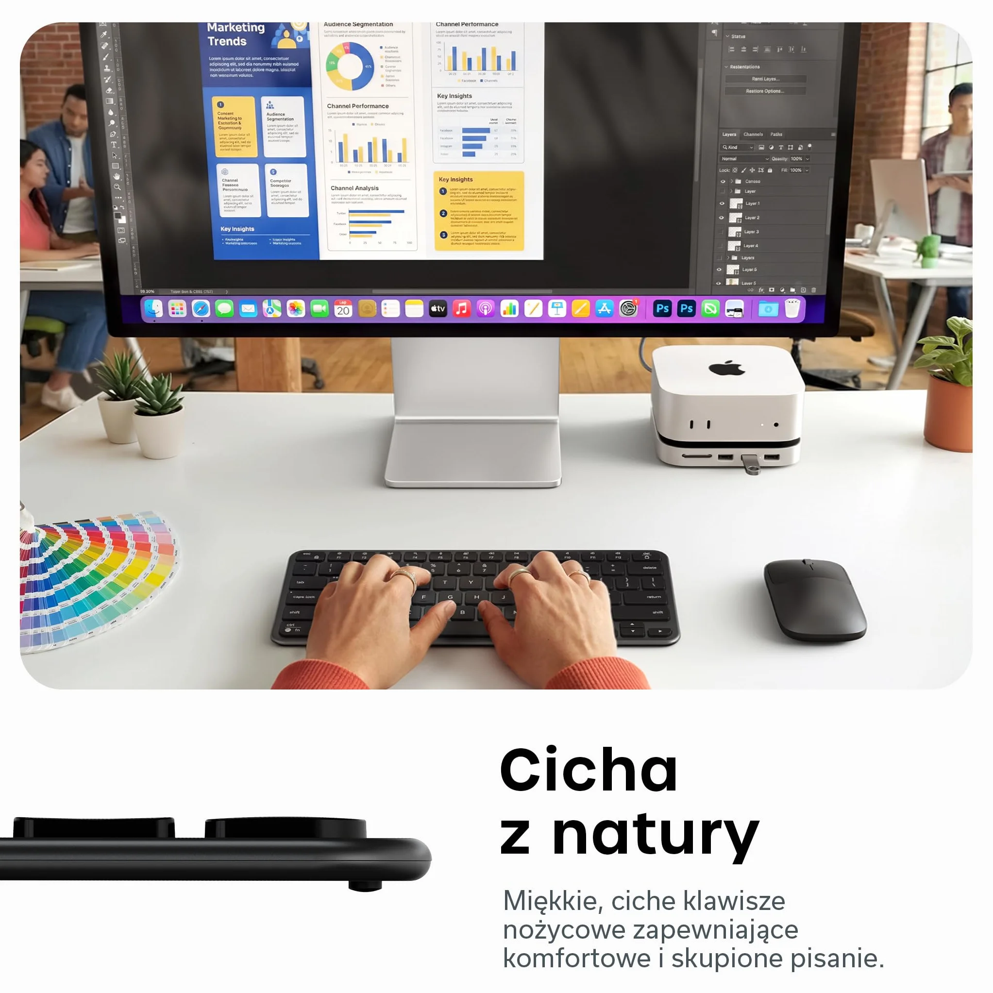 SATECHI Slim EX1 Klawiatura Bezprzewodowa, 𝗨𝗦 𝗤𝗪𝗘𝗥𝗧𝗬 𝗟𝗮𝘆𝗼𝘂𝘁, Kompaktowa do Mac, Windows i Android, 4 w 1 (Bluetooth + 2.4GHz), Szybki OS Remap, Akumulator USB-C – Czarna