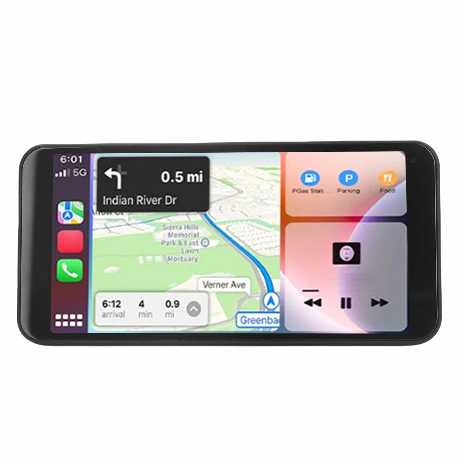 6,5" Bezprzewodowy Ekran Carplay do Samochodu, Ekran Dotykowy 1280x720 Przenośny Samochodowy Zestaw Stereo obsługą Carplay, Bluetooth, nawigacją GPS, Sterowaniem Głosowym