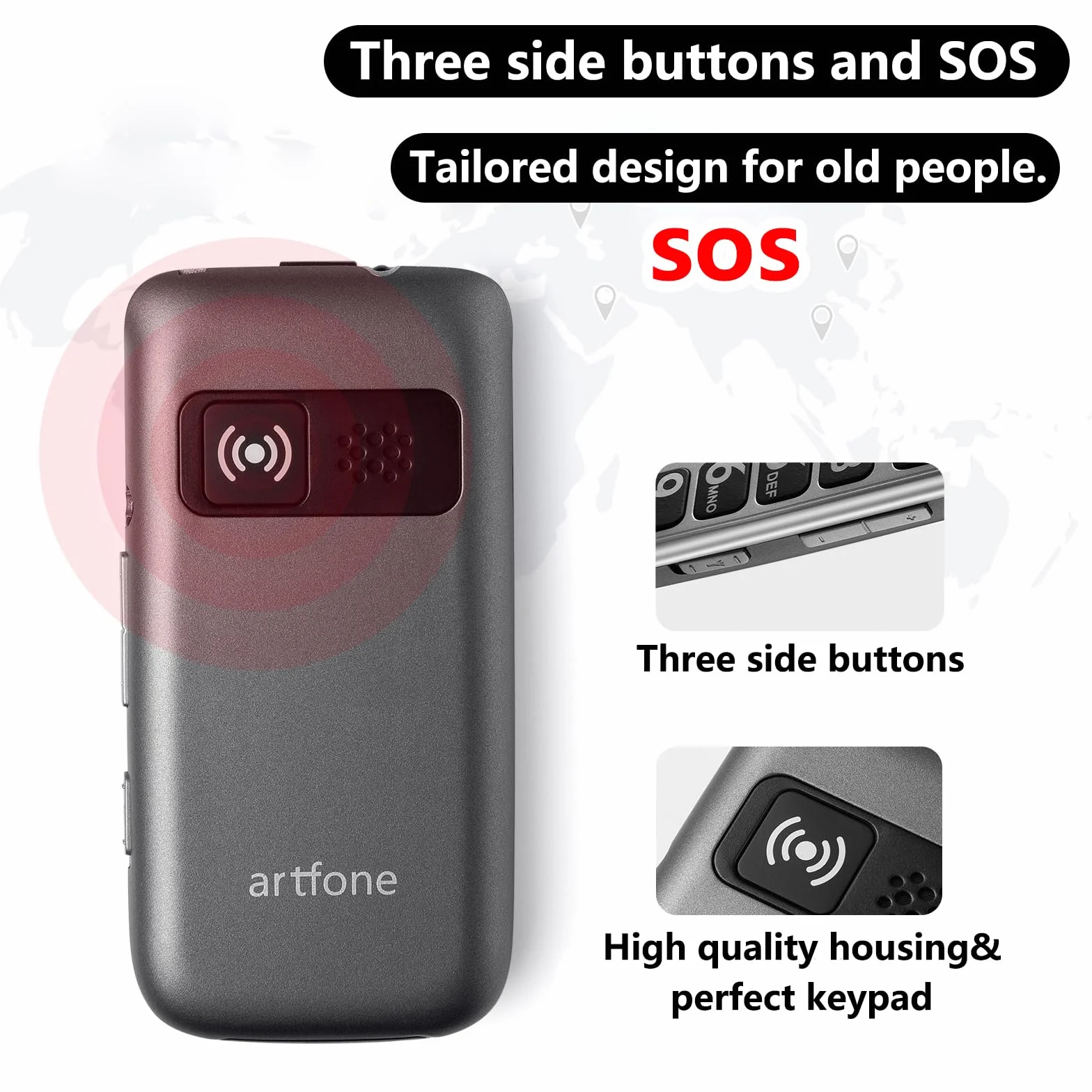 artfone G6 4G telefon komórkowy dla seniorów telefon z klapką Bez umowy丨duże klawisze telefon komórkowy丨przycisk SOS awaryjny丨stacja ładująca丨głośnik丨wybieranie krótkie丨telefon dla seniorów丨USB-C丨