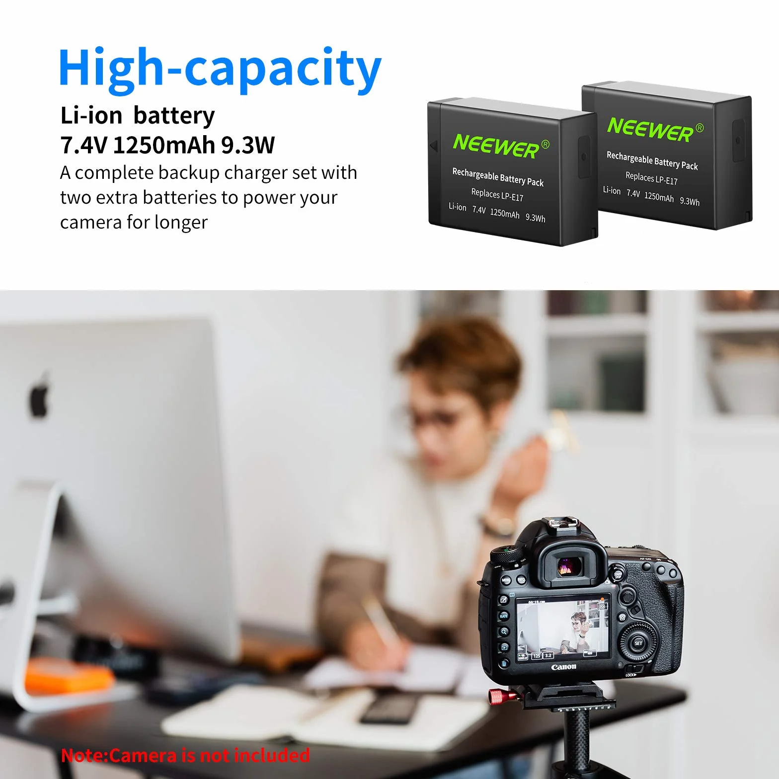 NEEWER 2-Pack LP-E17 Bateria zapasowa i podwójna ładowarka USB do Canon EOS R8 R10 R50 RP 77D 750D 760D 800D M6 II M6 M5 M3 Rebel SL2 SL3 T6i T6s T7i T8i