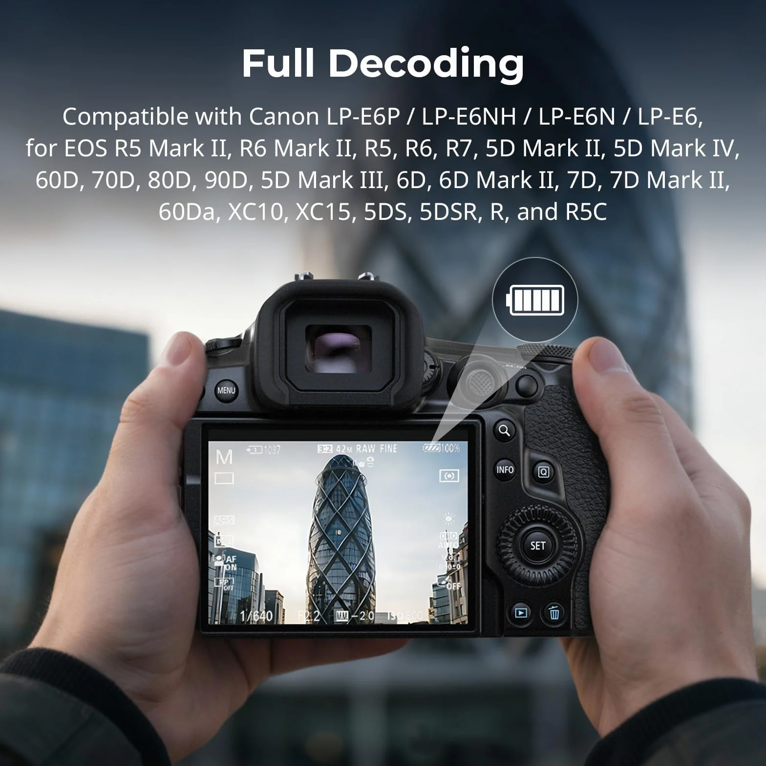 SMALLRIG Zestaw akumulatorów do LP-E6P, wysokowydajne, podwójne ładowanie, do Canon LP-E6NH, LP-E6N, LP-E6, EOS R5 Mark II, R6 Mark II R5, R6, R7, 5D Mark II, 5D Mark IV, 60D - 5105
