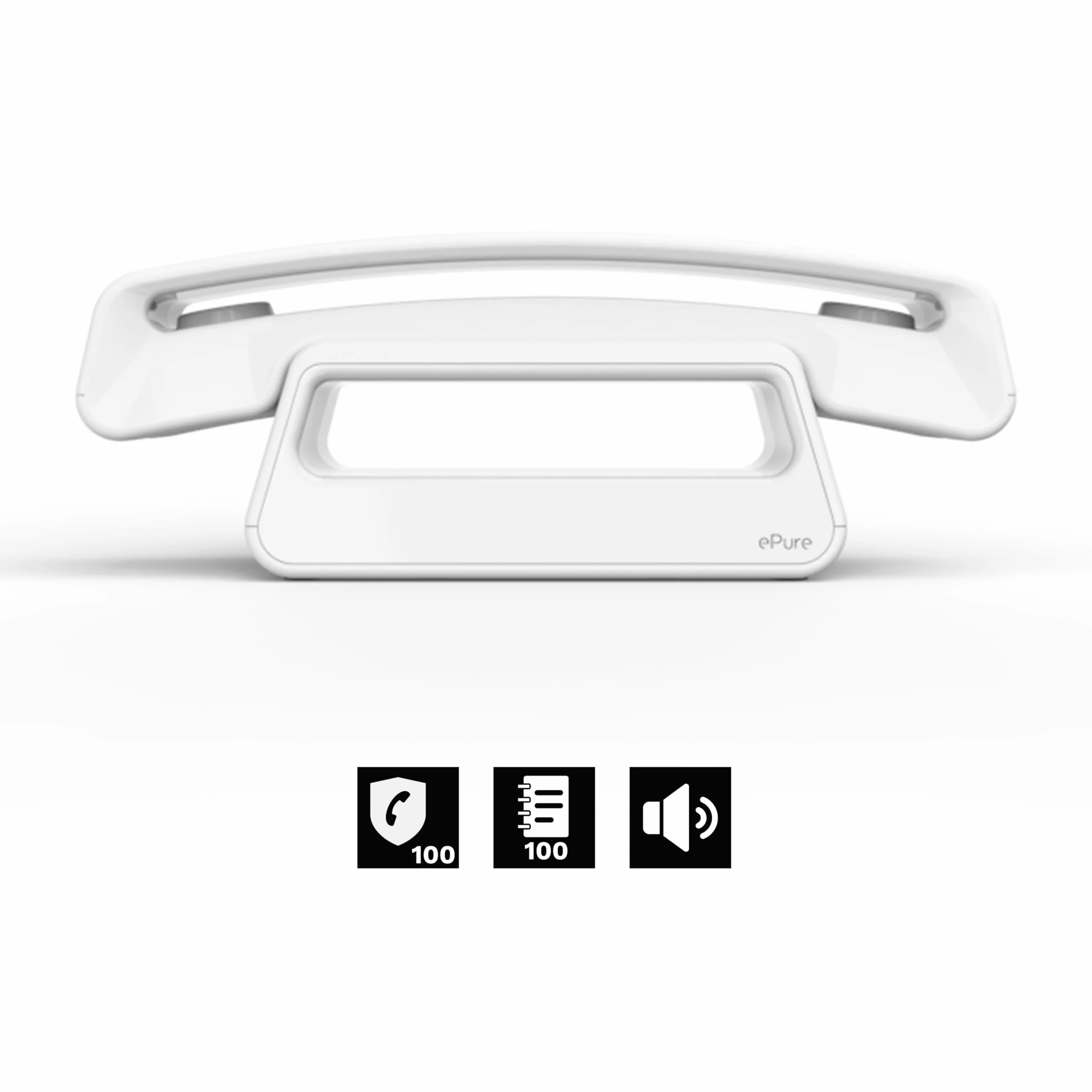 ALCATEL ePure Iconic Bezprzewodowy telefon stacjonarny DECT vintage duży wyświetlacz graficzny zestaw głośnomówiący blokada połączeń biały