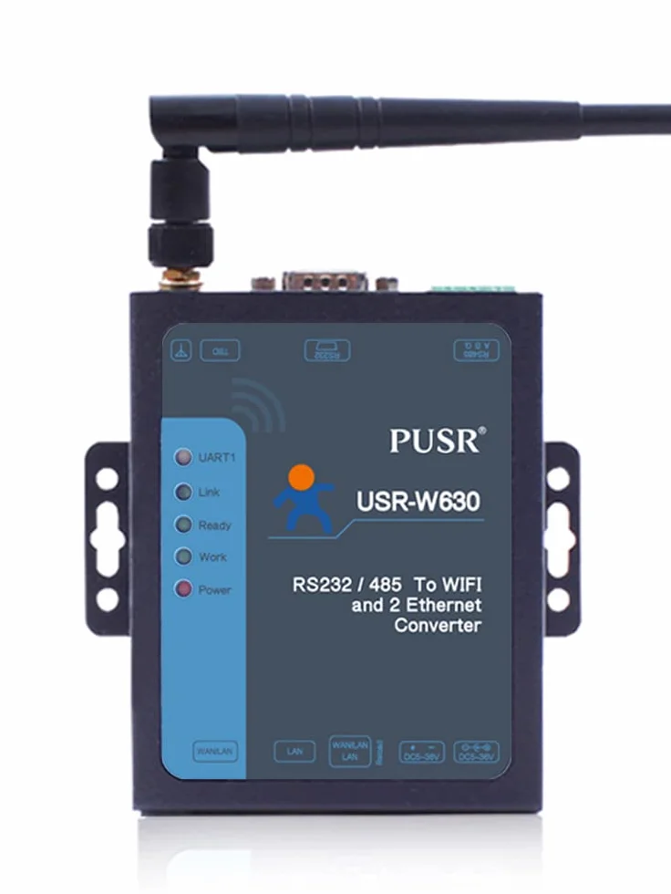 USR-W630 Przemysłowy WIFI 2 porty Ethernet Serwer RS232 RS485 Modbus RTU TCP