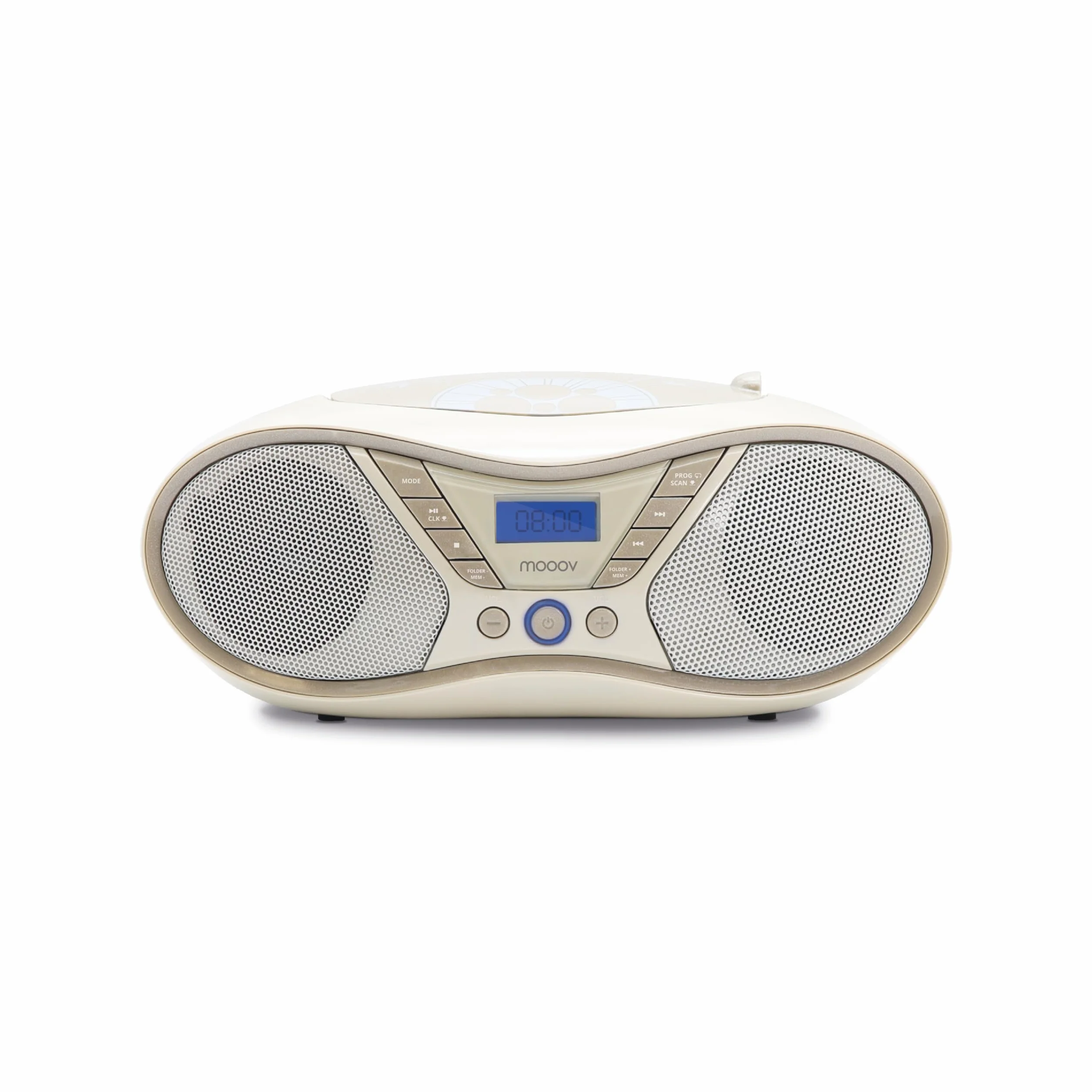 MOOOV Soft Grey przenośny odtwarzacz CD CD-R CD-RW CD-MP3 radio FM port USB dźwięk stereo 6W