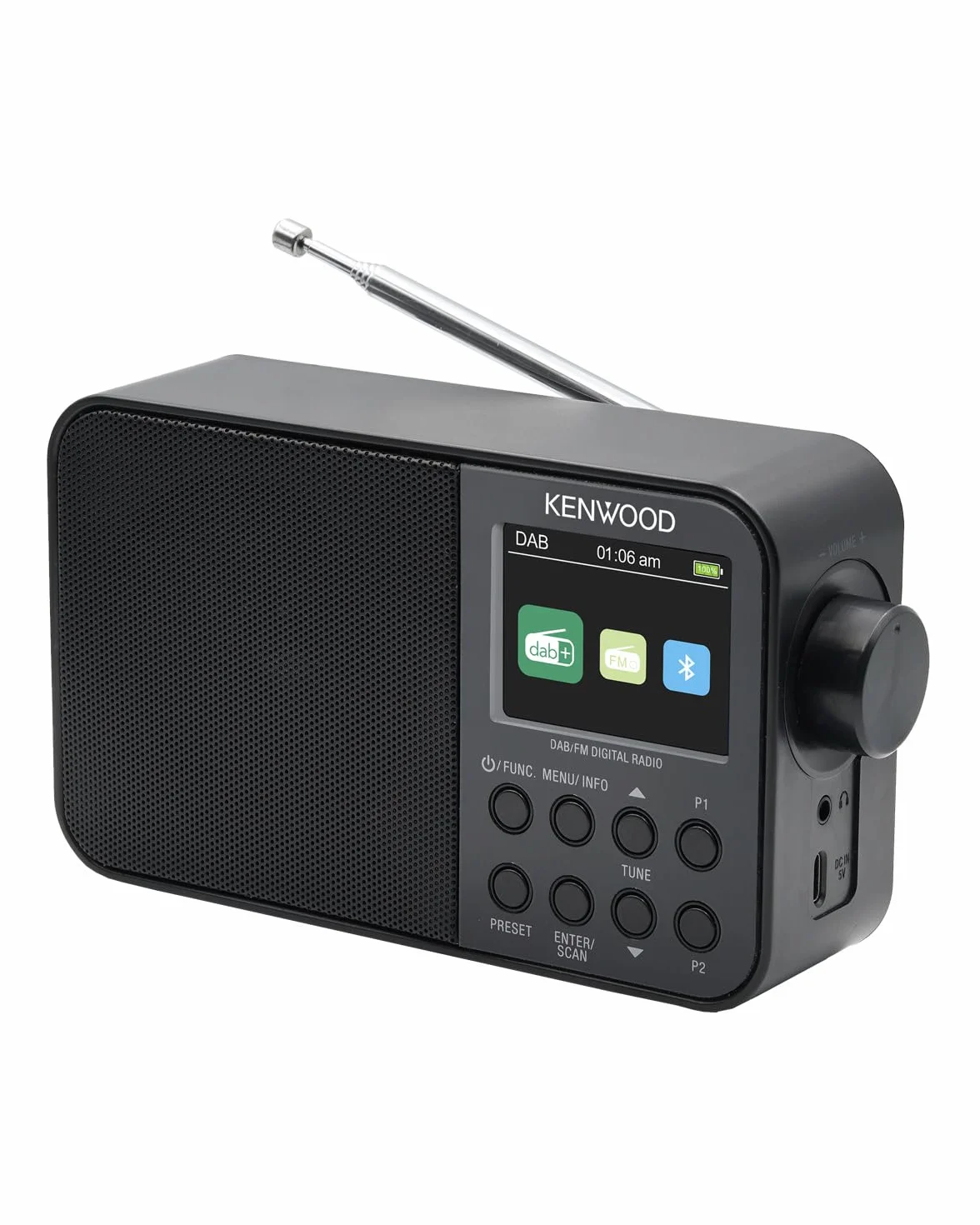 Kenwood CR-M30DAB-B przenośne radio DAB+ z Bluetooth, wbudowanym akumulatorem i kolorowym wyświetlaczem 6,1 cm, kolor czarny