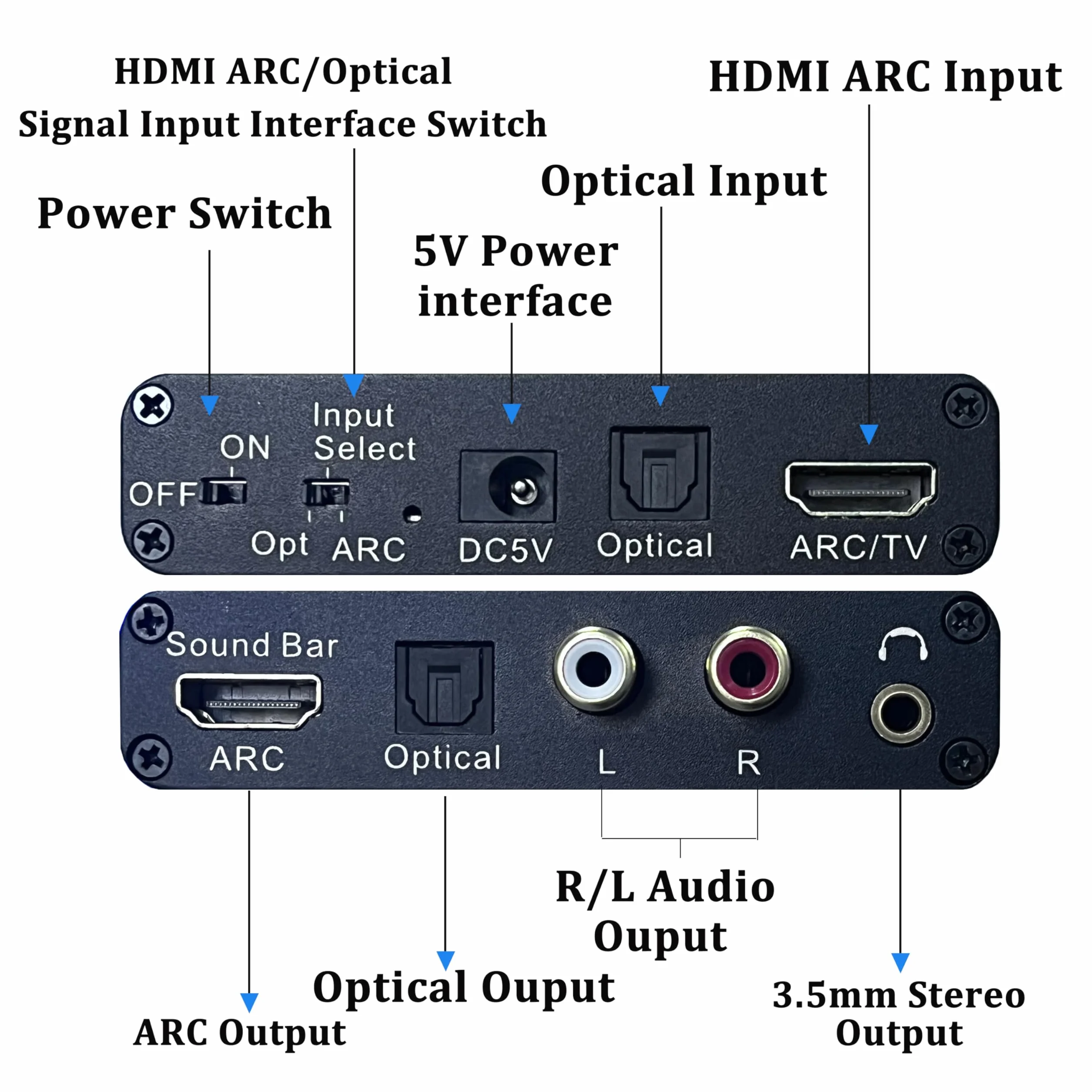 192KHz DAC Konwerter, HDMI ARC Audio Ekstraktor Adapter, HDMI/Cyfrowy Optyczny Toslink SPDIF do Analogowy Optyczny Toslink SPDIF,ARC, L/R lub 3,5 mm Jack Stereo dla HDTV Wzmacniacz Soundbar