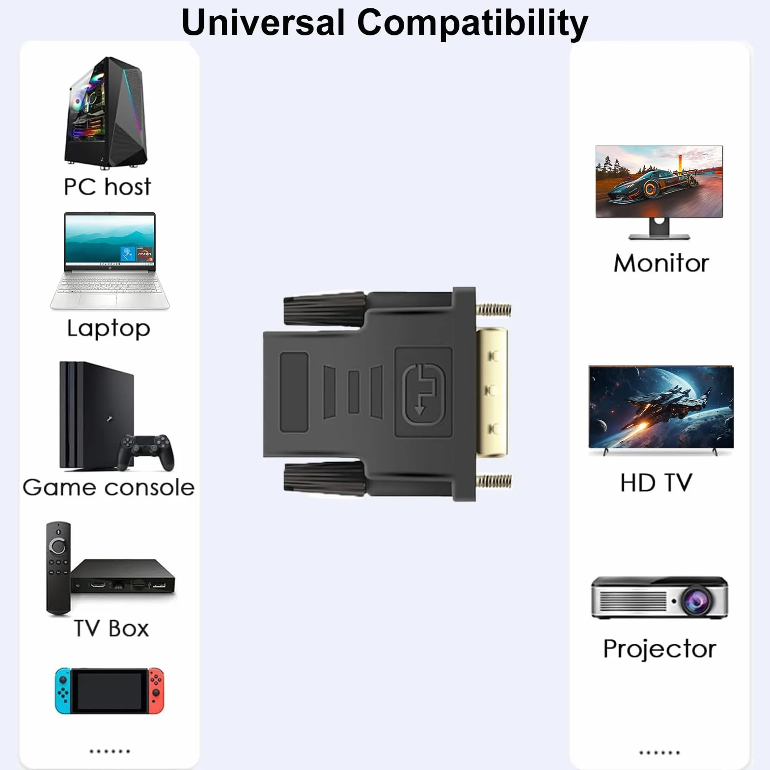 Adapter DVI na HDMI, wtyczka DVI-D do gniazda HDMI adapter 1920 x 1200 1080p, dwukierunkowa konwersja DVI (24+1) na HDMI do komputera, monitora, laptopa, telewizora, projektora, 1 szt