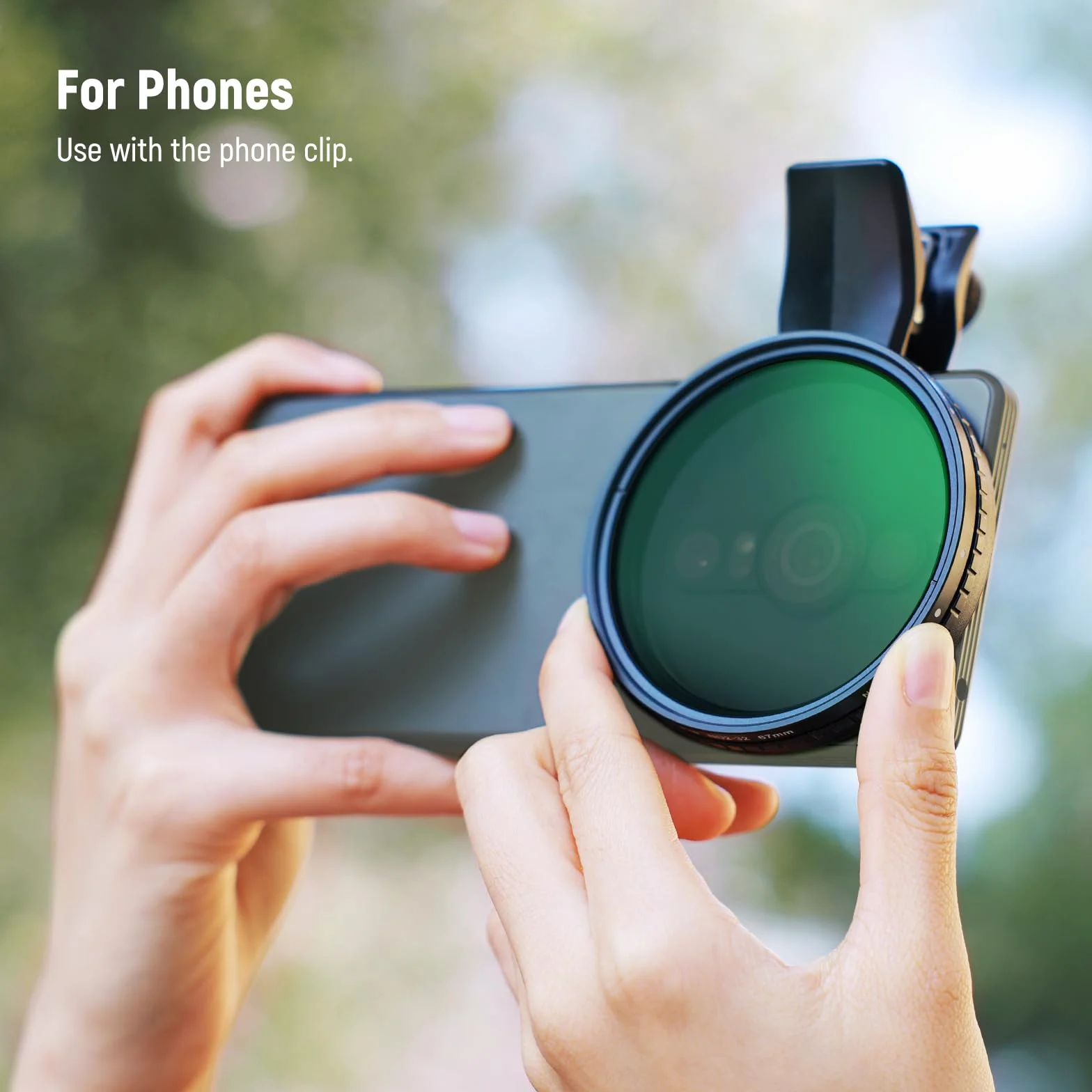 NEEWER 67 mm klips na zmienny filtr ND do telefonu, ND2-32 1-5 zatrzymuje neutralną gęstość, zestaw akcesoriów do obiektywów fotograficznych do smartfona z systemem Android, aparat kompatybilny z
