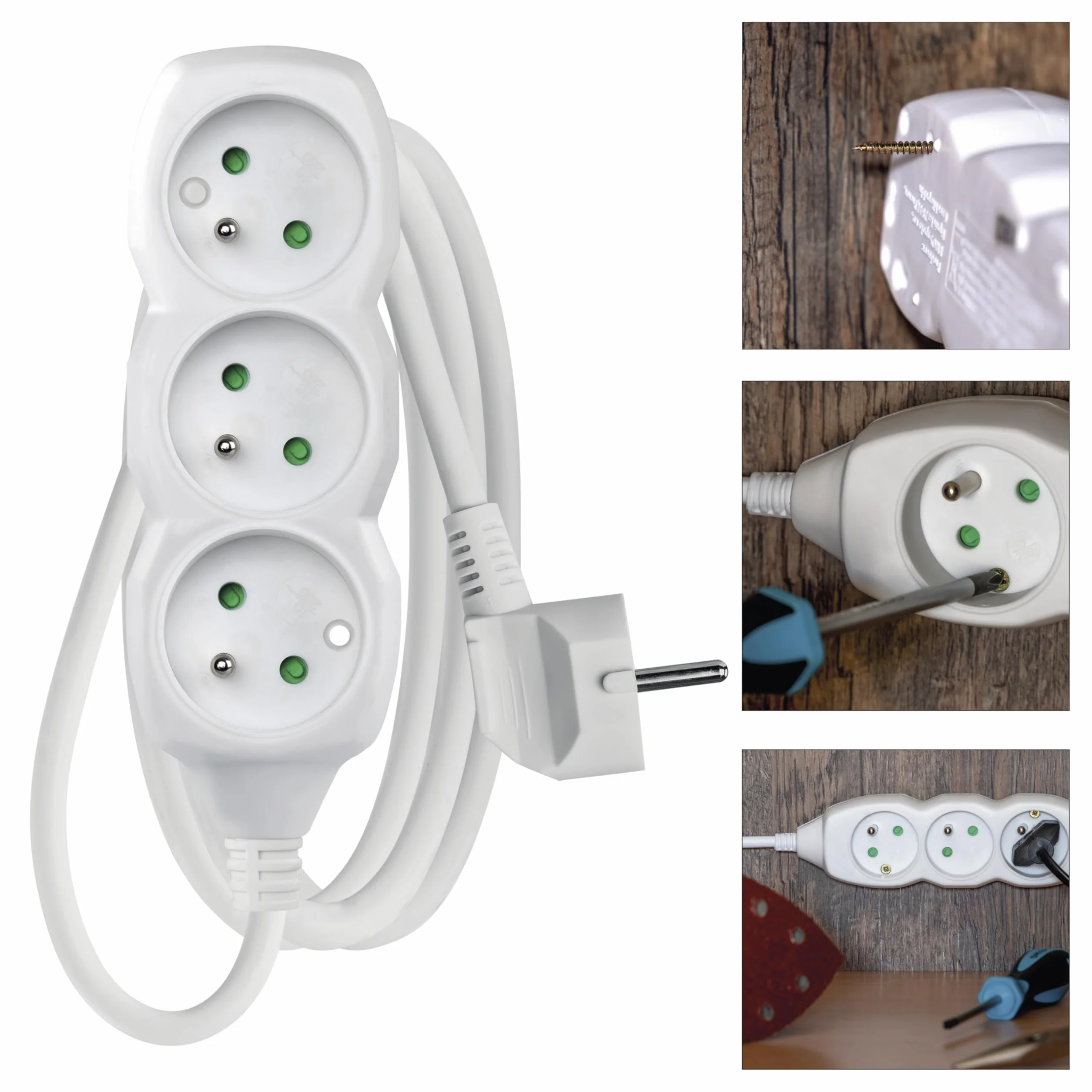 Emos 1902030150 rozdzielacz zasilania PDU 3 x gniazdo sieciowe Biały