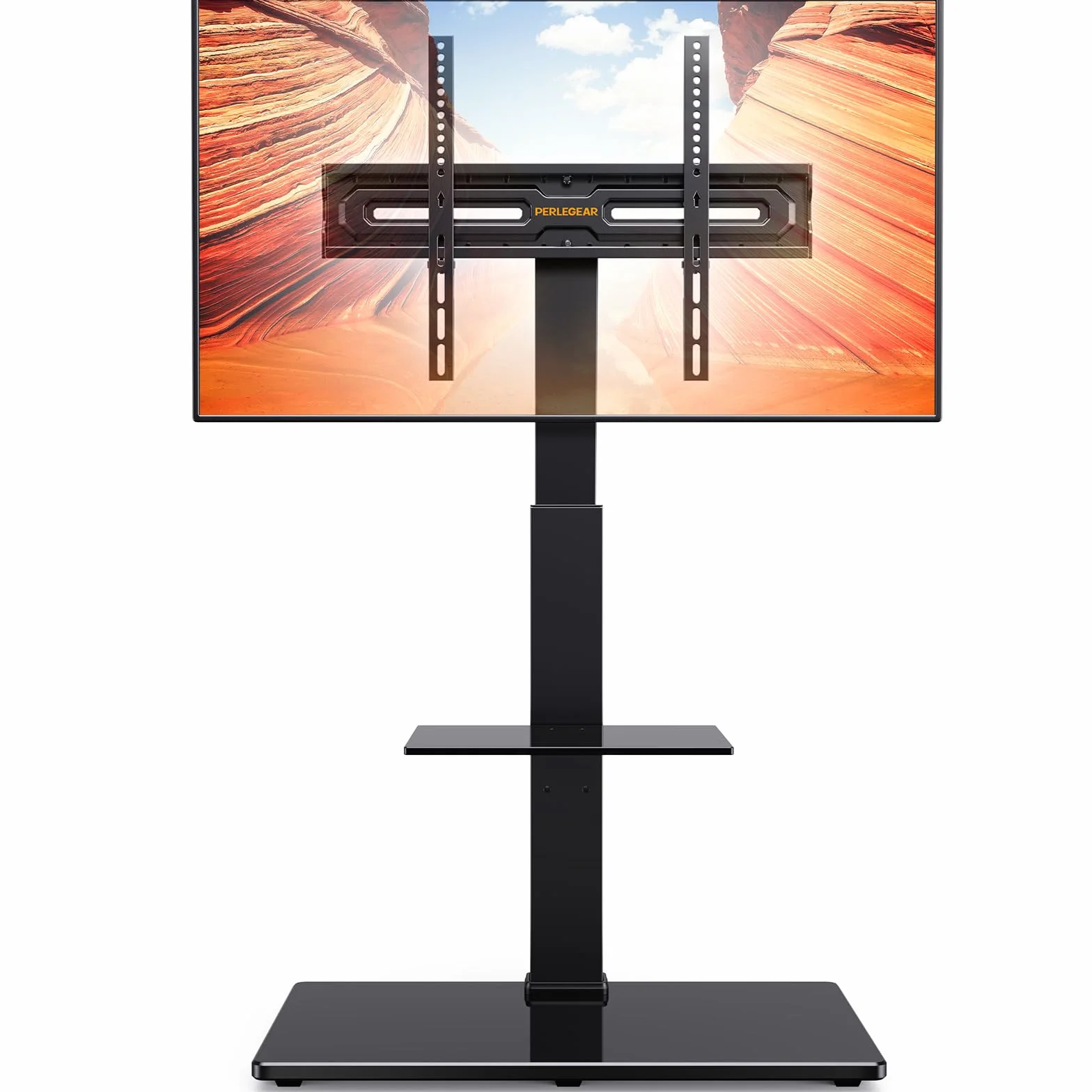Perlegear Stojak pod telewizor, stojak pod telewizor o przekątnej 30-70", płaski i zakrzywiony, do 50 kg, z nachyleniem, stojak pod telewizor z regulacją wysokości, podstawa TV z wychylną, maks. VESA
