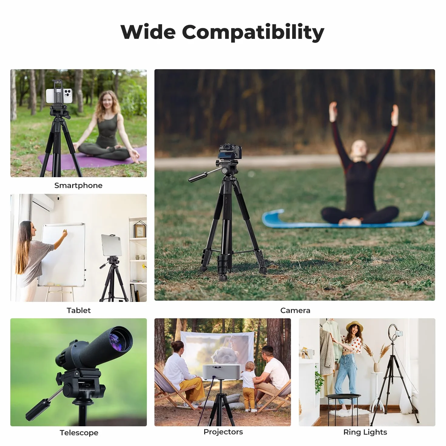 K&F CONCEPT Statyw S254A3+BV01, lekki statyw podróżny 172 cm z etui, uchwytem na telefon i tablet, do aparatów Canon Nikon Sony DSLR