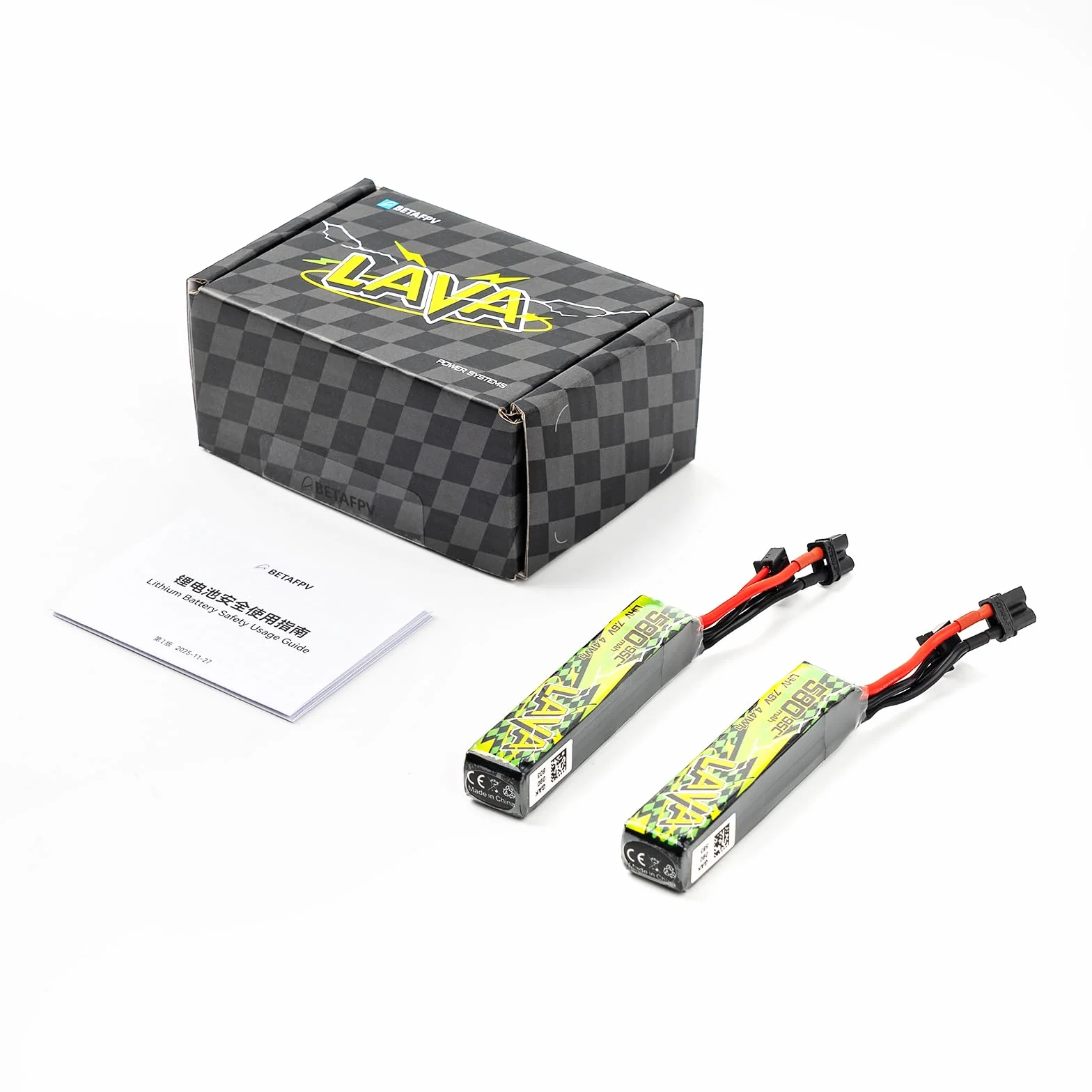 BETAFPV 2 szt. Bateria Lava II 2S, 580 mAh, 7,6 V, 95C, LiHV, Lipo ze złączem XT30, JST-XH2.54, wtyczka ładująca kompatybilna z bezszczotkowym Whoop Drone Quadcopter Like Pavo Pico II, Pavo Femto