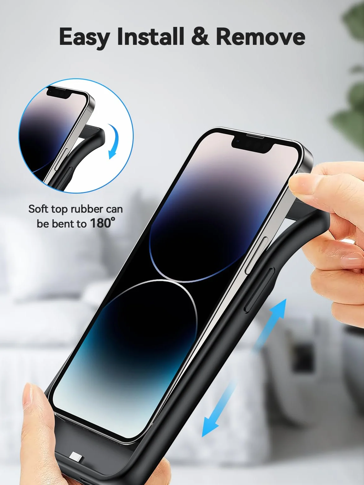 NEWDERY Etui z akumulatorem do iPhone 15 Pro Max/iPhone 15 Plus, 10 000 mAh, USB C, Qi, bezprzewodowe ładowanie