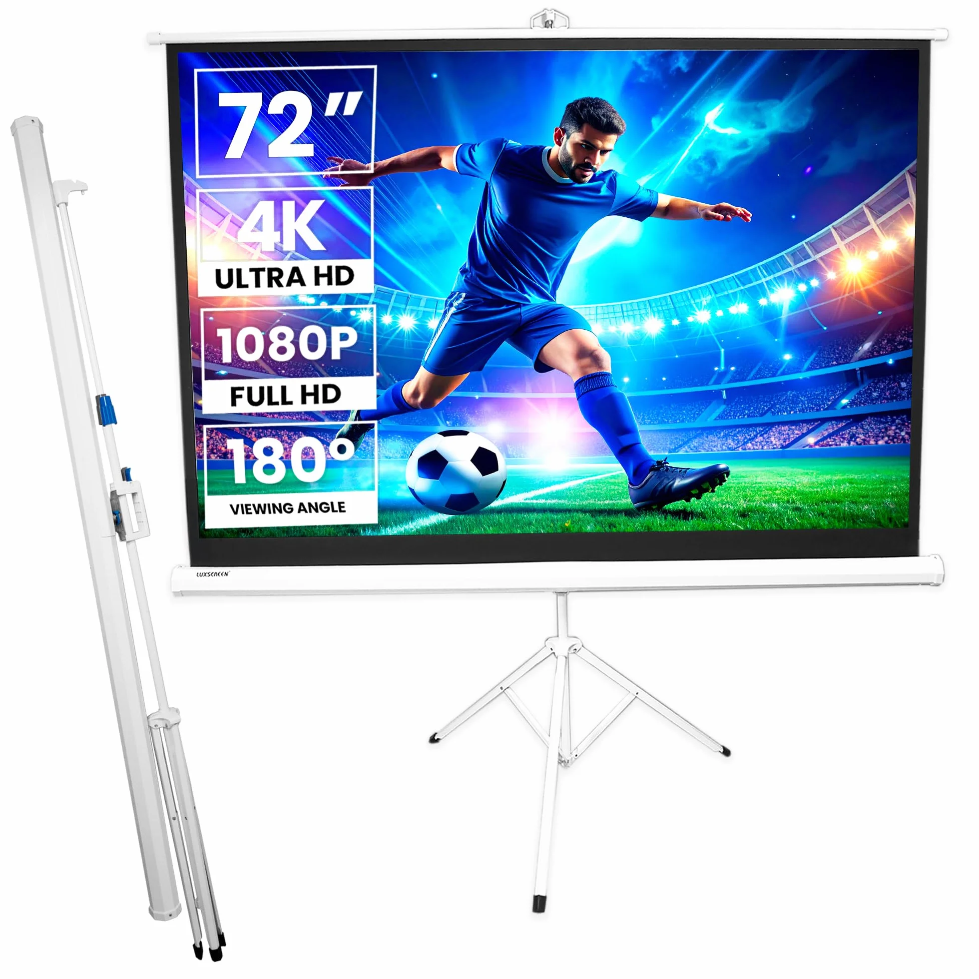 Ekran projekcyjny 140x105 cm matowa biała powierzchnia współczynnik wzmocnienia 1.1 czarna krawędź kino domowe