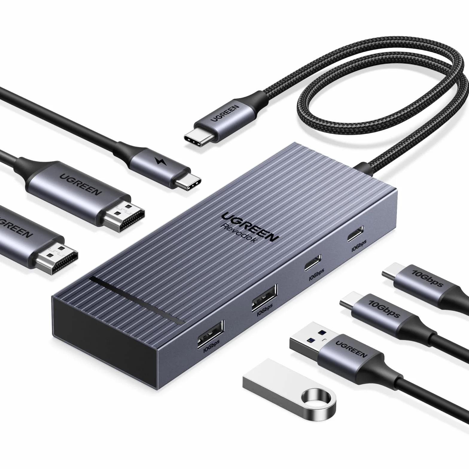 UGREEN Revodok Pro 10Gbps USB C Hub Docking Station 2HDMI 4K@60Hz Dual Display USB A 3.2 USB C 3.2