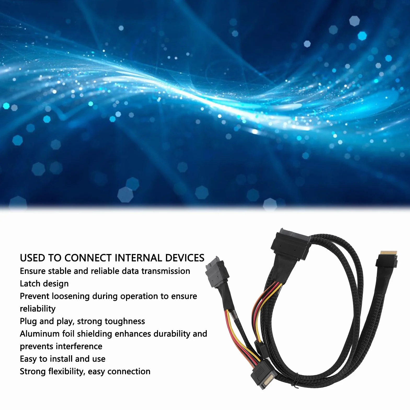 SFF-8654 8I na 2xSFF-8639 NVME U.2, kabel adaptera NVMe, 24 Gb/s 80 cm cienki do kabla adaptera karty SAS do płyty głównej SSD, długość 31,50 cala