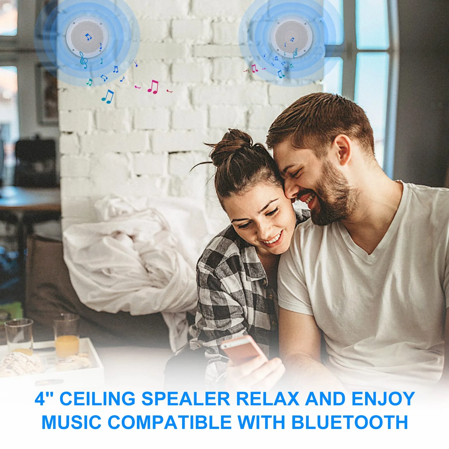 Herdio 160 W 4-calowy zestaw głośników sufitowych wodoodporny Bluetooth