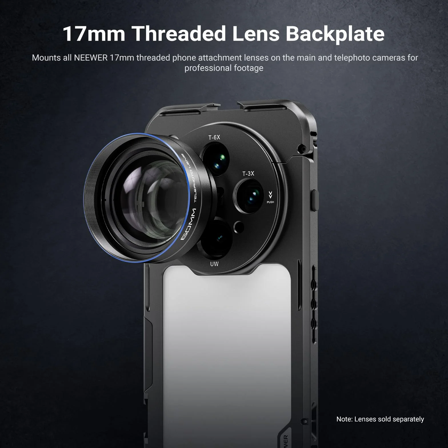 NEEWER PA147 klatka na telefon do OPPO Find X8 Ultra, stabilizator wideo z pierścieniem 67 mm i tylną płytą 17 mm, czarna